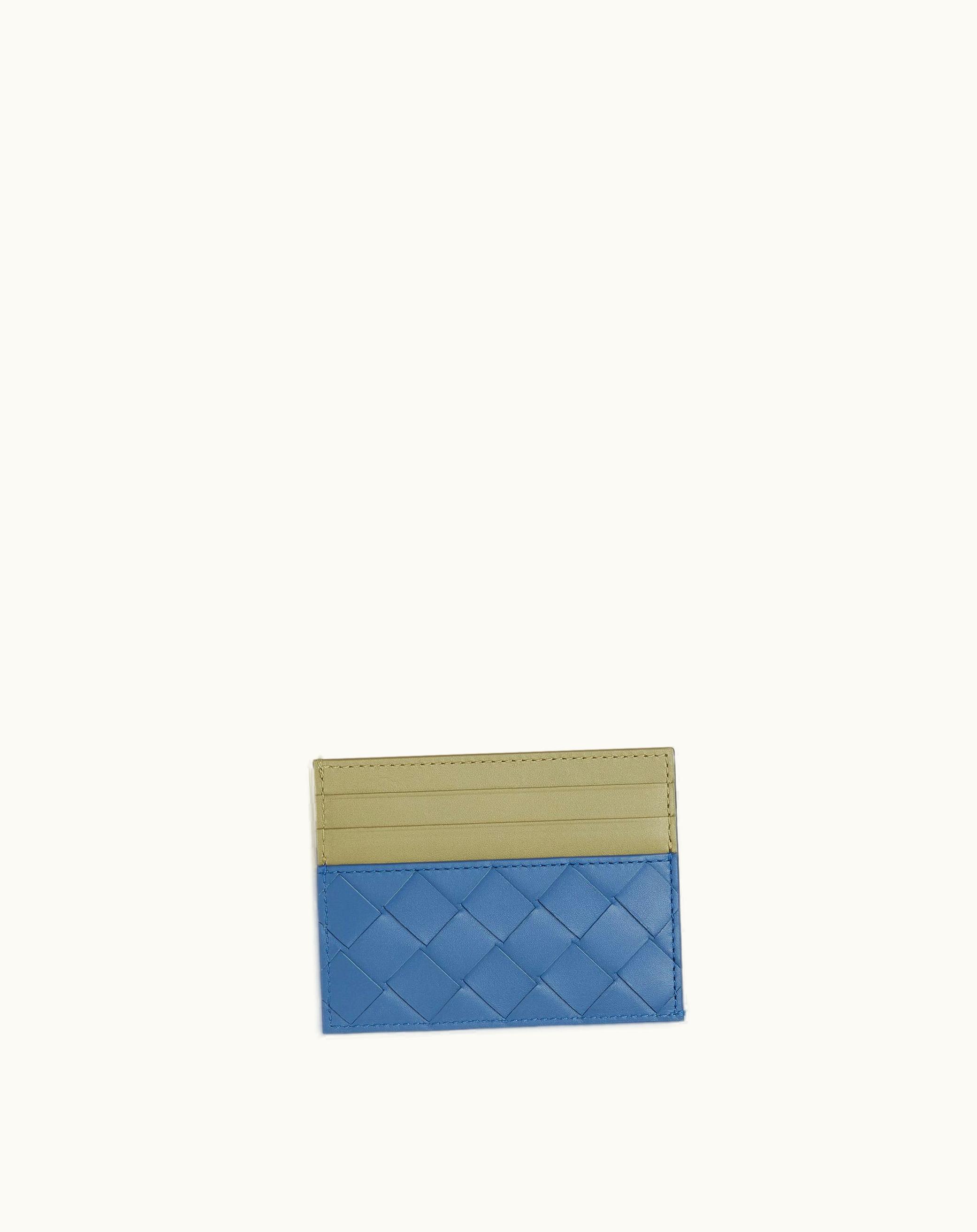 Bottega Veneta Bottega Veneta Men's Intrecciato Credit Card Case In Surf / Travertine