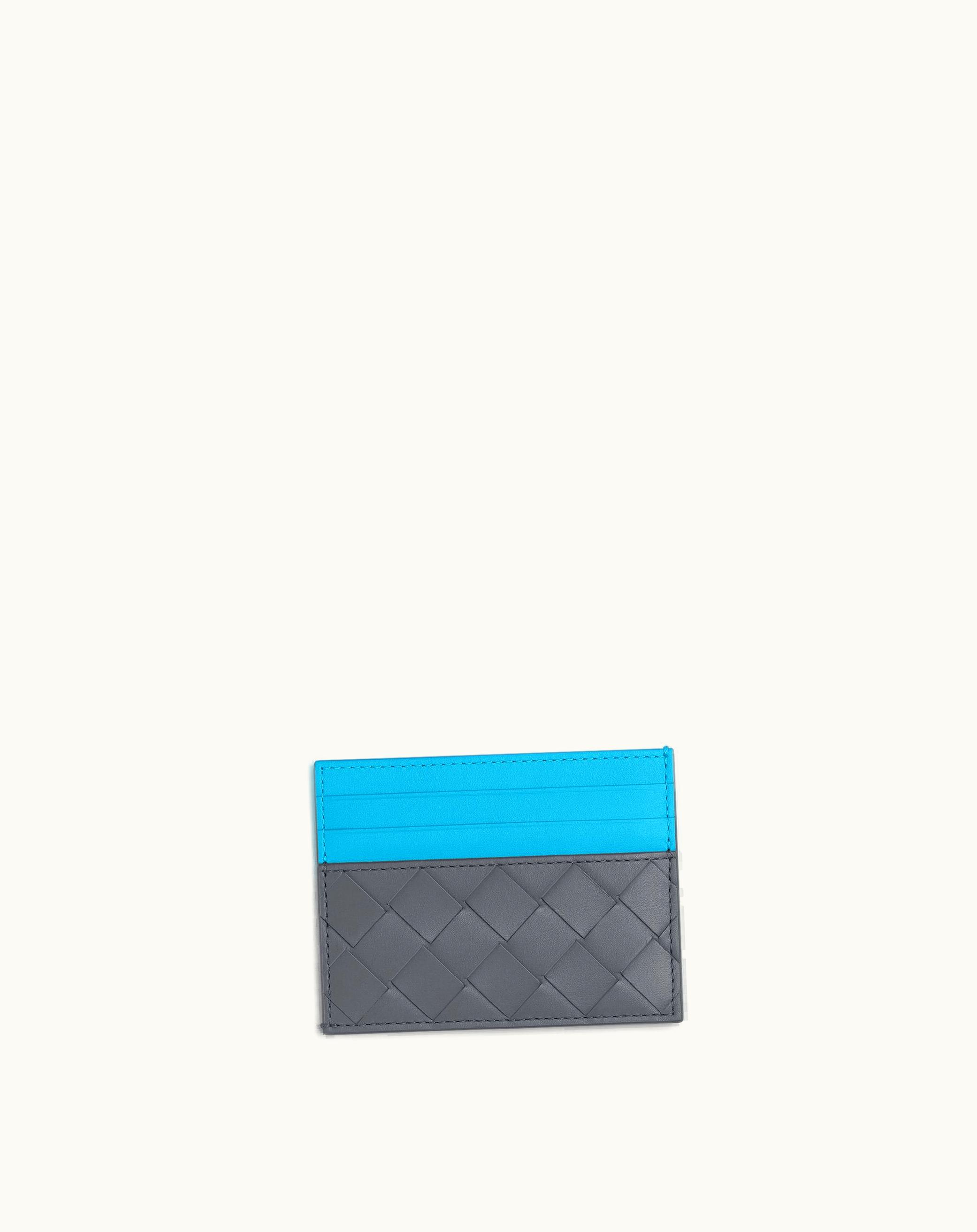 Bottega Veneta Bottega Veneta Men's Intrecciato Credit Card Case In Thunder / Pool