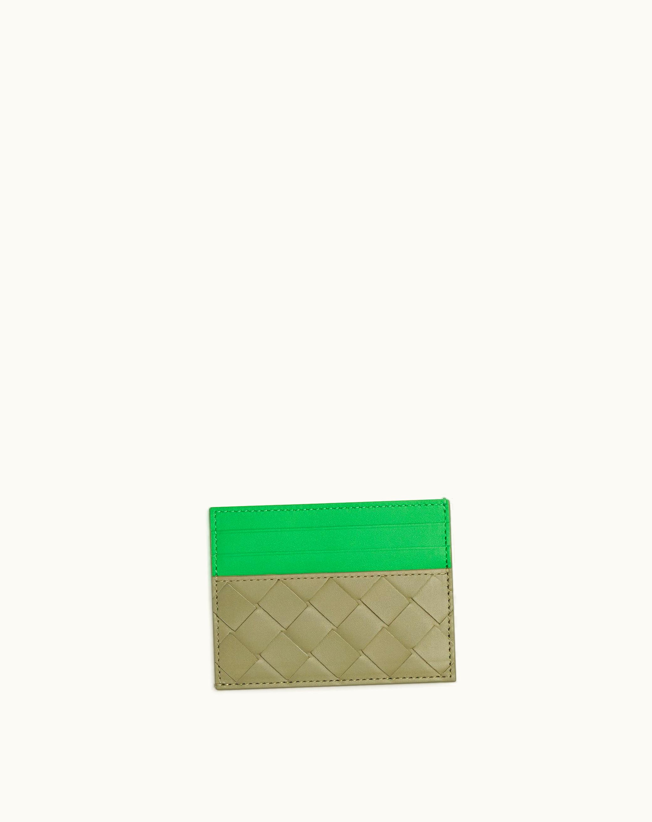 Bottega Veneta Bottega Veneta Men's Intrecciato Credit Card Case In Travertine / Parakeet