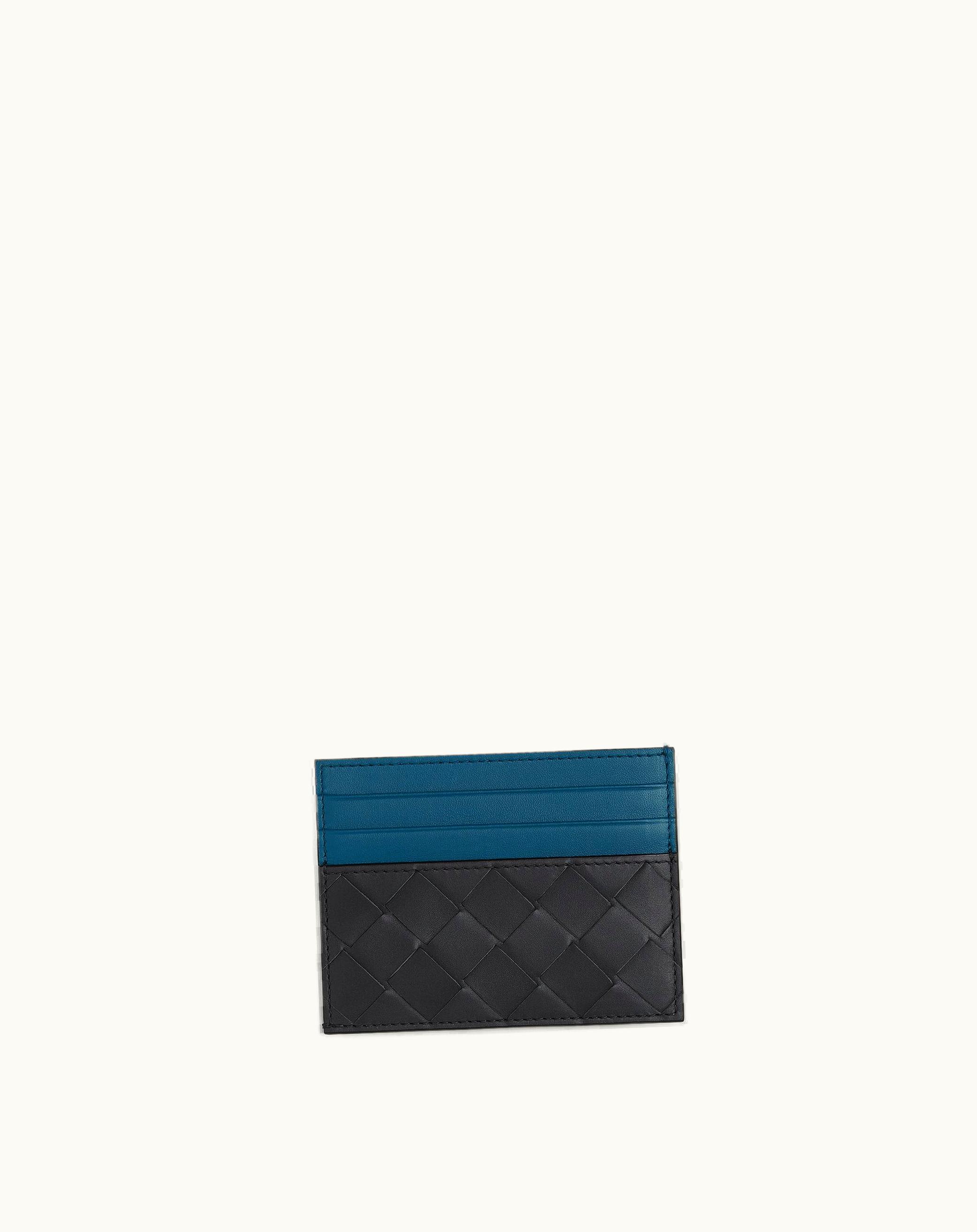 Bottega Veneta Bottega Veneta Men's Intrecciato Credit Card Case In Ardoise / Deep Pacific