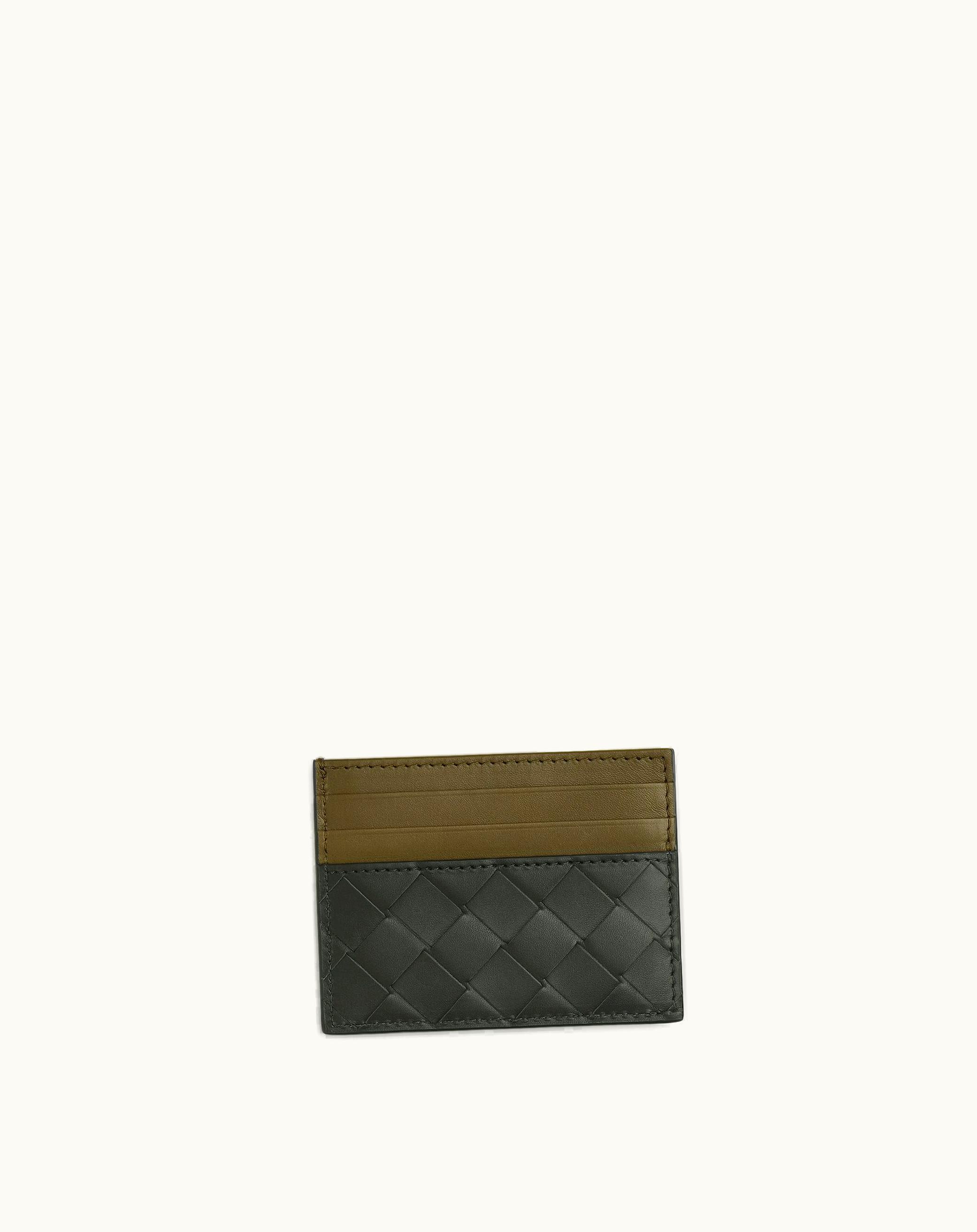 Bottega Veneta Bottega Veneta Men's Intrecciato Credit Card Case In Dark Green / Mud
