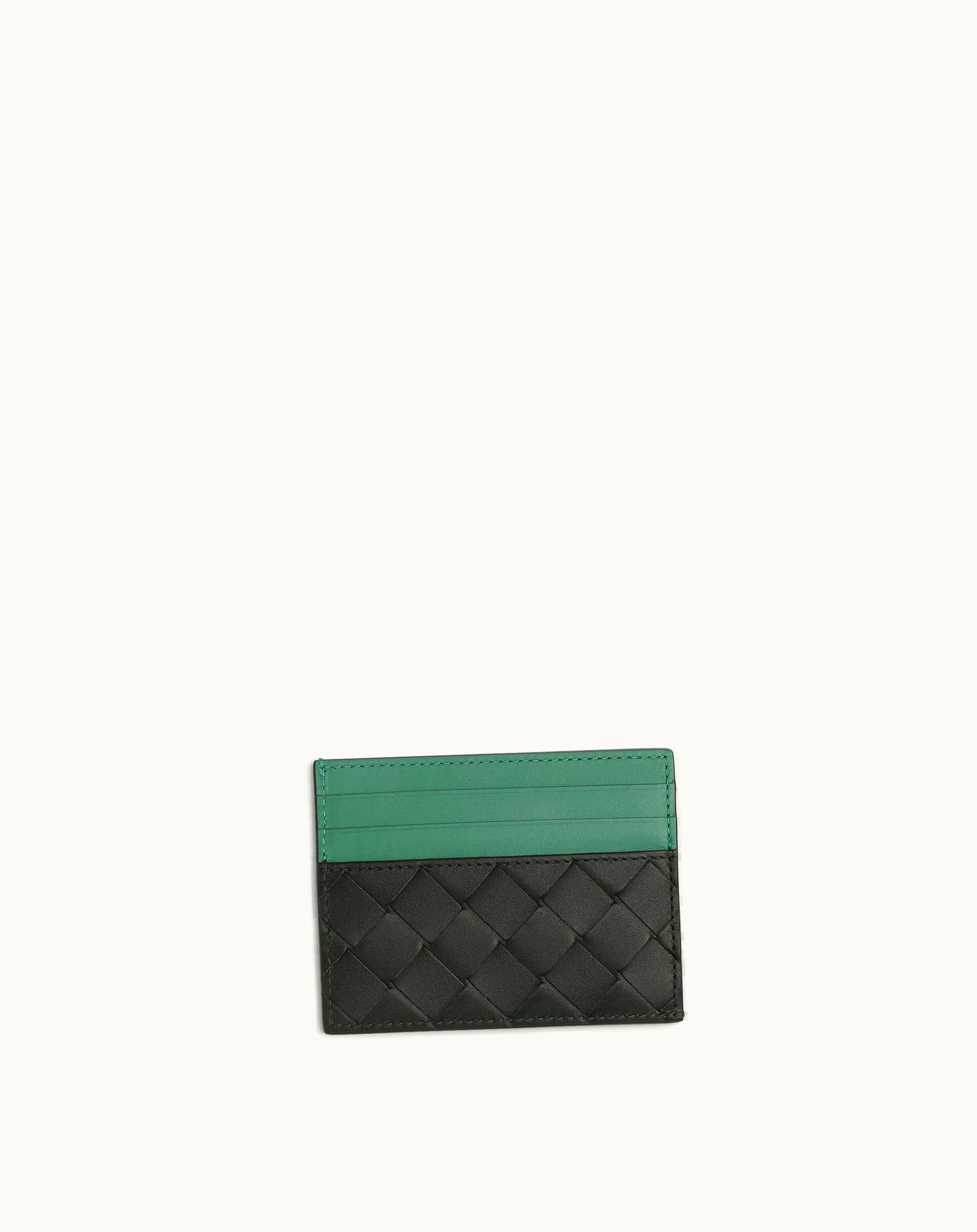 Bottega Veneta Bottega Veneta Men's Intrecciato Credit Card Case In Dark Green / Mermaid