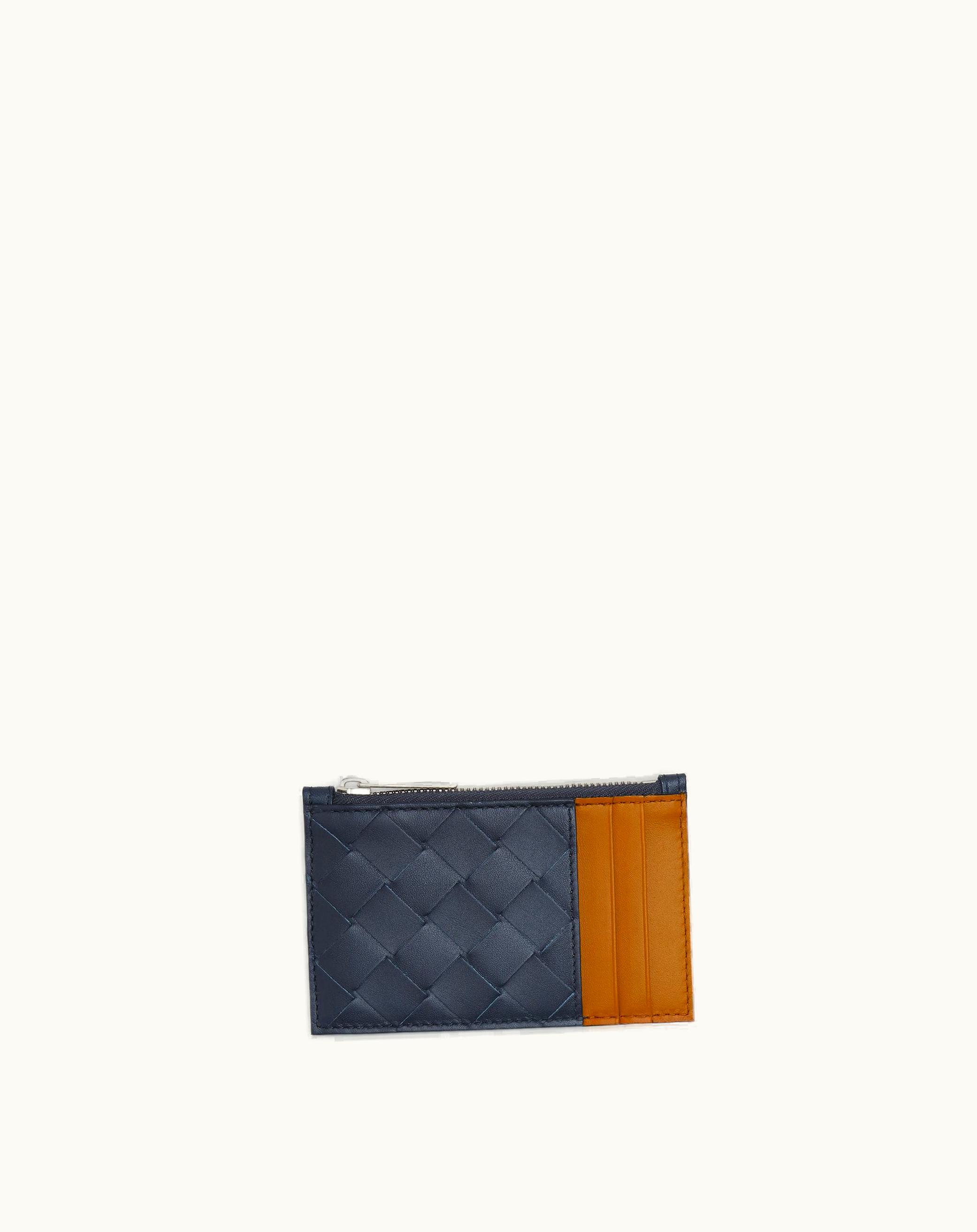 Bottega Veneta Bottega Veneta Men's Intrecciato Zipped Card Case In Space / Cob
