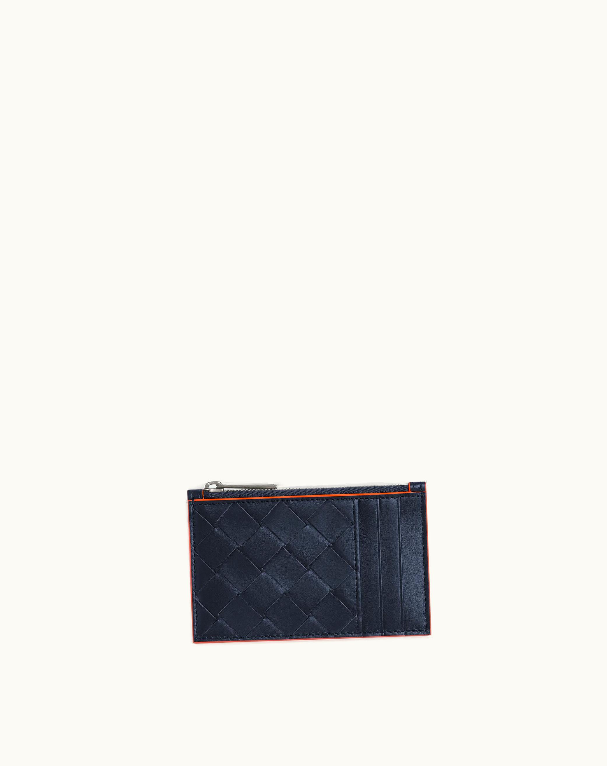 Bottega Veneta Bottega Veneta Men's Intrecciato Zippered Card Case In Space / Papaya