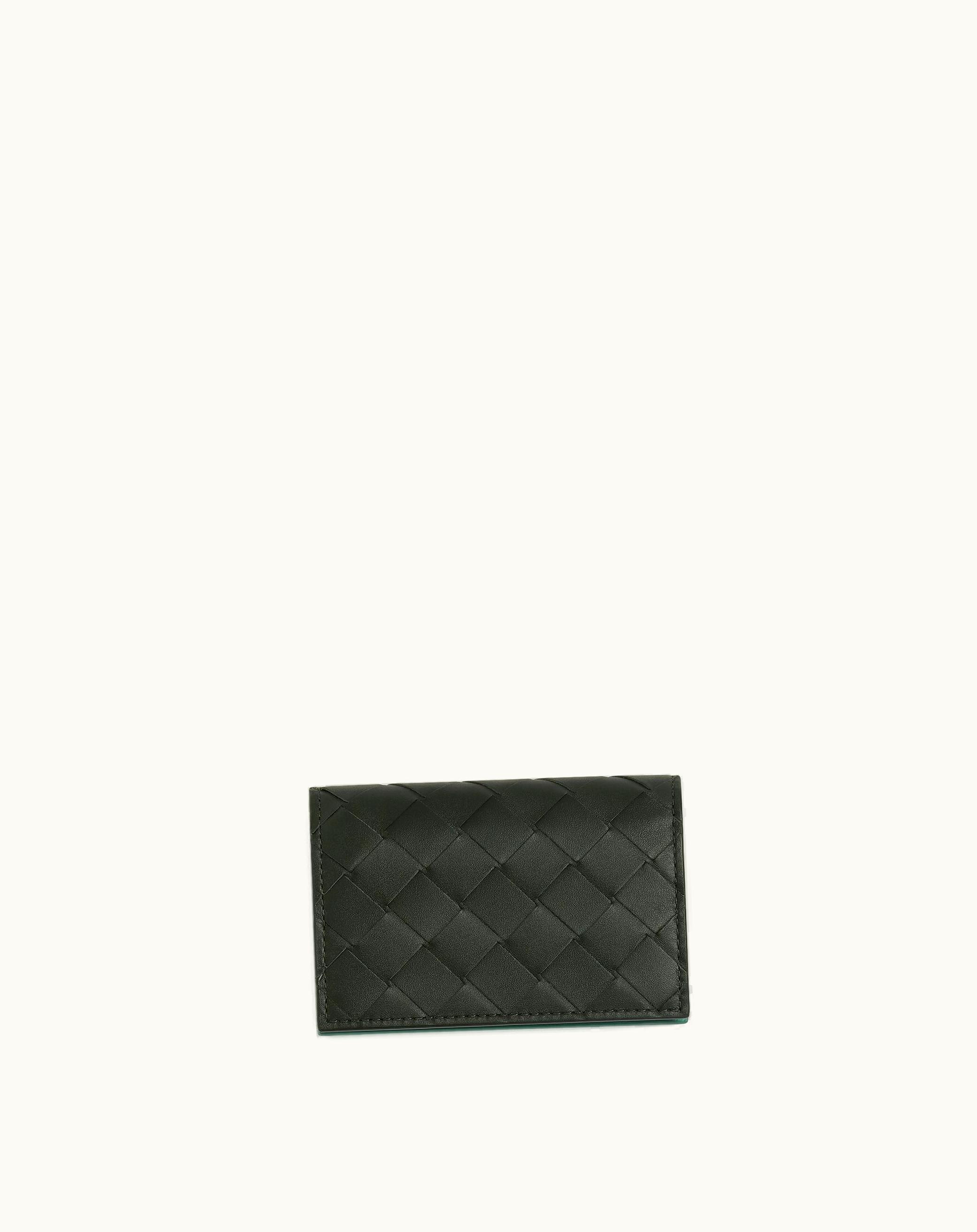 Bottega Veneta Bottega Veneta Men's Intrecciato Business Card Case In Dark Green / Mermaid