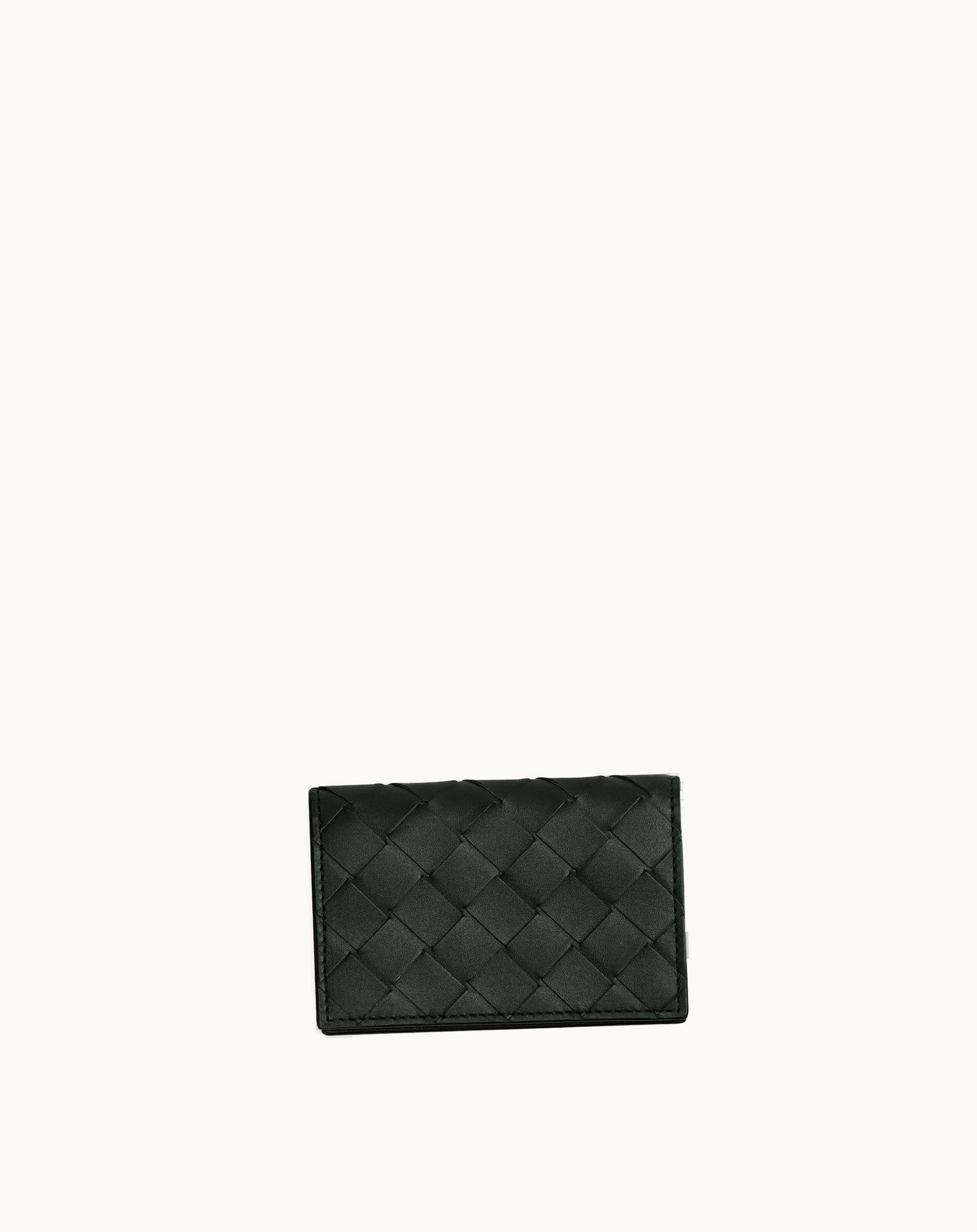 Bottega Veneta Bottega Veneta Men's Intrecciato Business Card Case In Dark Green