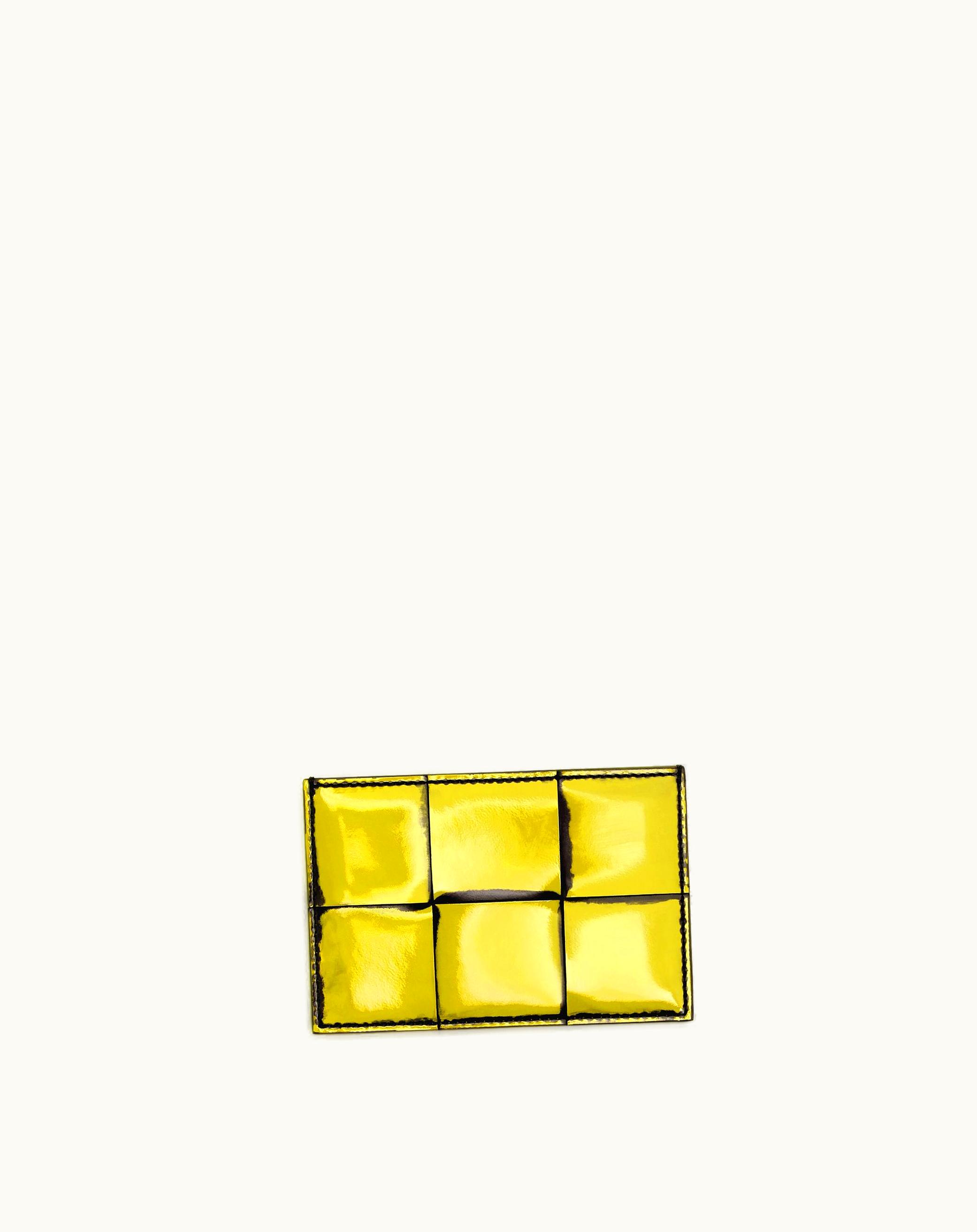 Bottega Veneta Bottega Veneta Men's Cassette Credit Card Case In New Chartreuse / Black