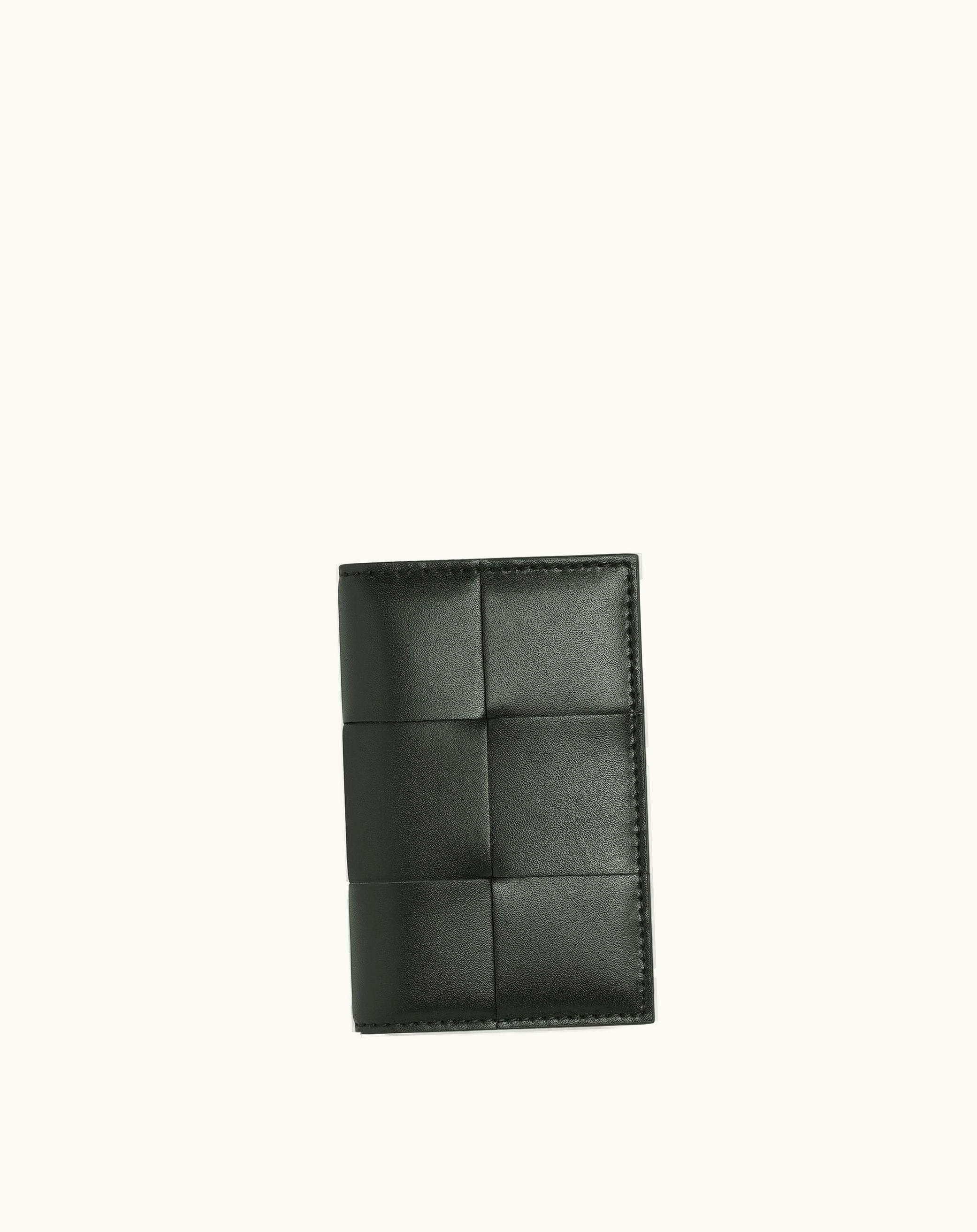 Bottega Veneta Bottega Veneta Men's Cassette Flap Card Case In Dark Green / Papaya