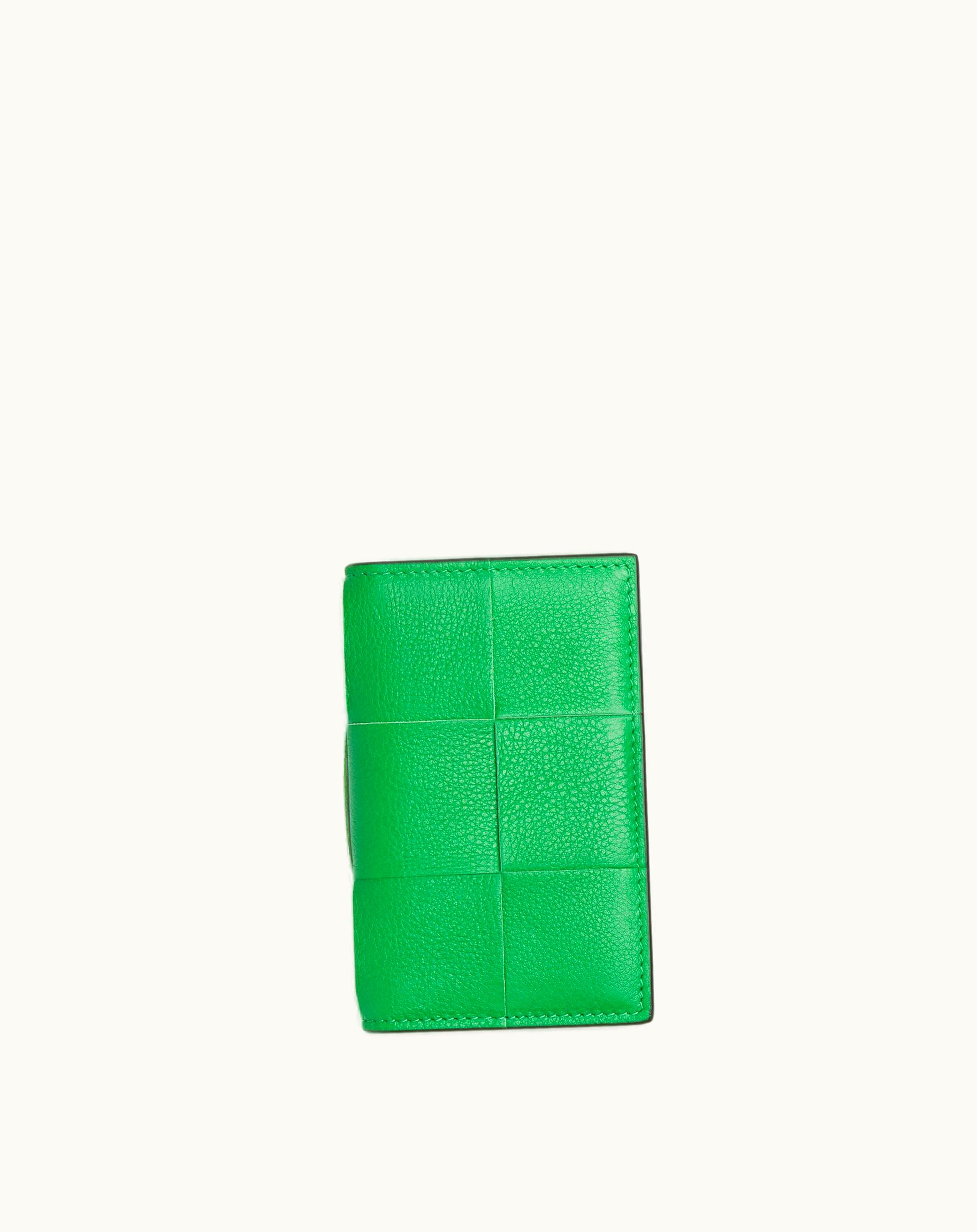 Bottega Veneta Bottega Veneta Men's Cassette Flap Card Case In Parakeet / Black