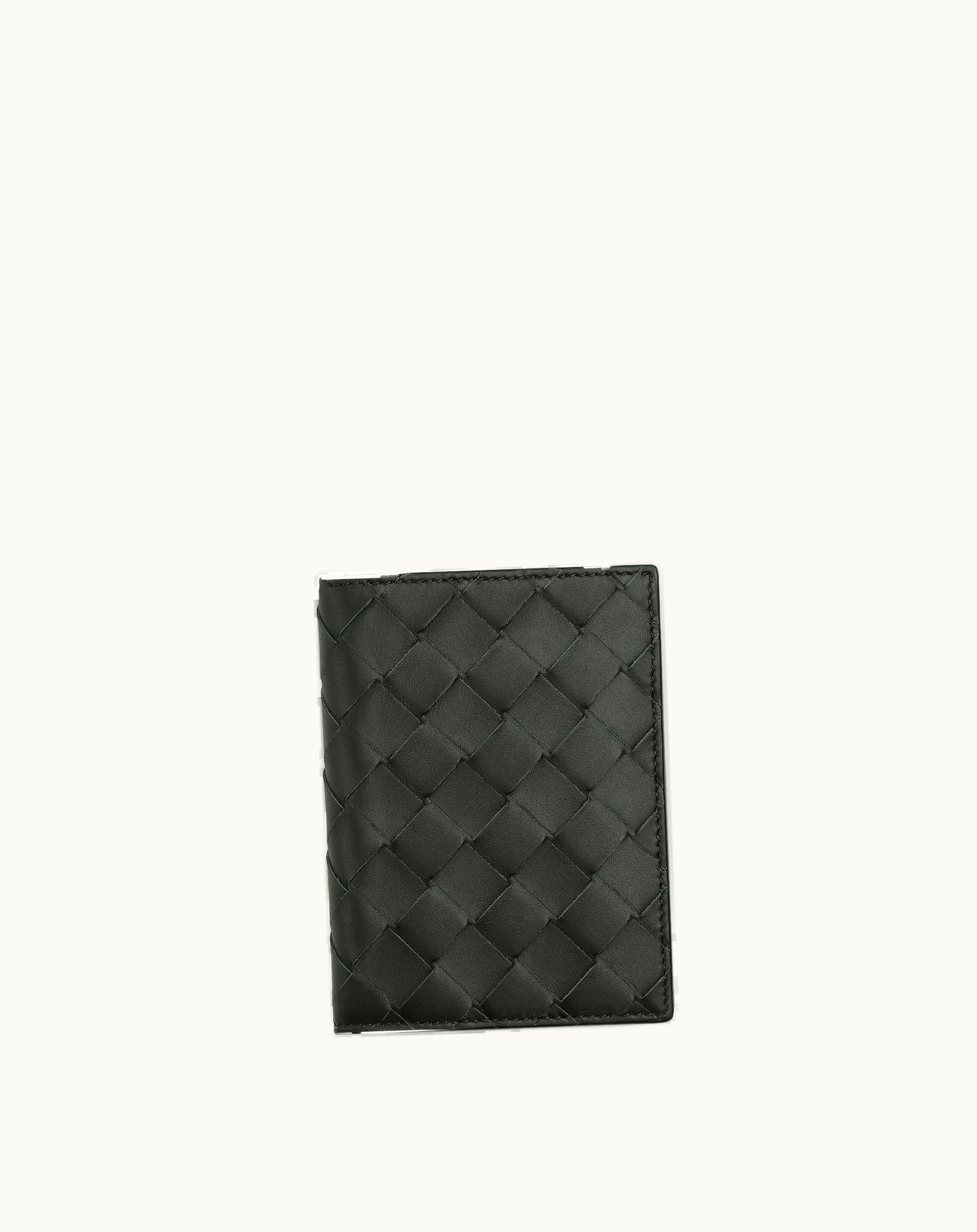Bottega Veneta Bottega Veneta Men's Intrecciato Flap Wallet In Dark Green / Mud