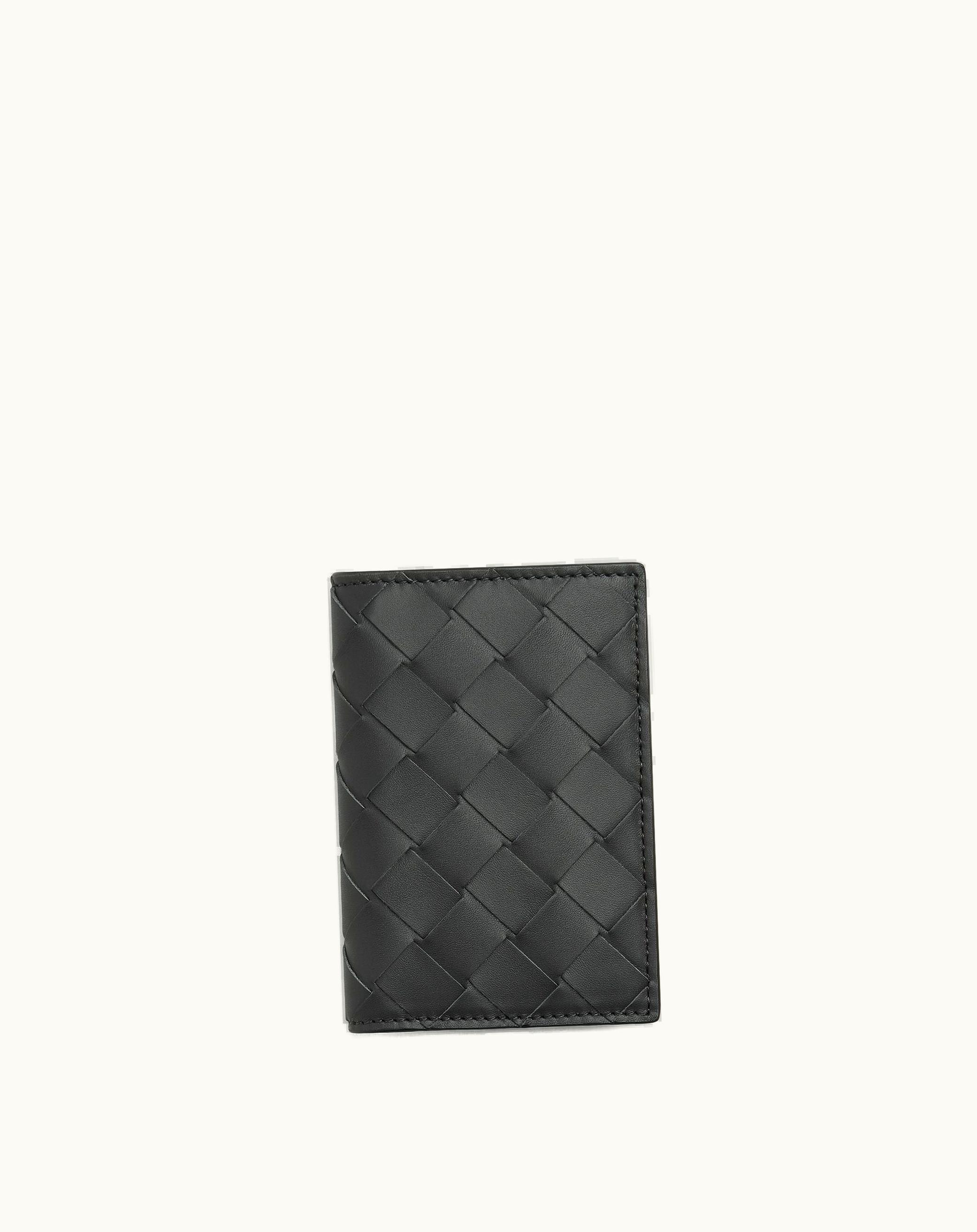 Bottega Veneta Bottega Veneta Men's Intrecciato Flap Card Case In Ardoise / Deep Pacific