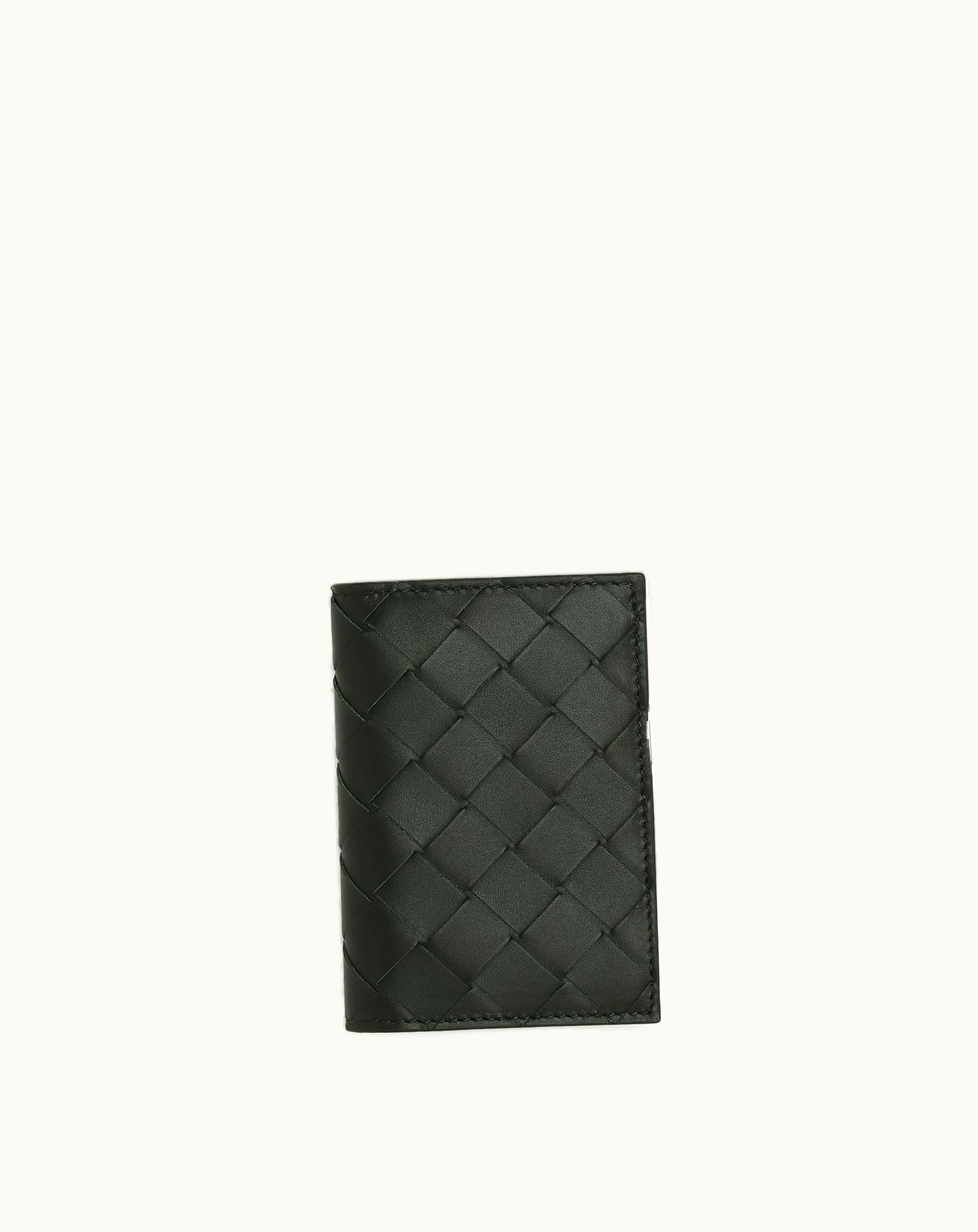 Bottega Veneta Bottega Veneta Men's Intrecciato Flap Card Case In Dark Green / Mermaid