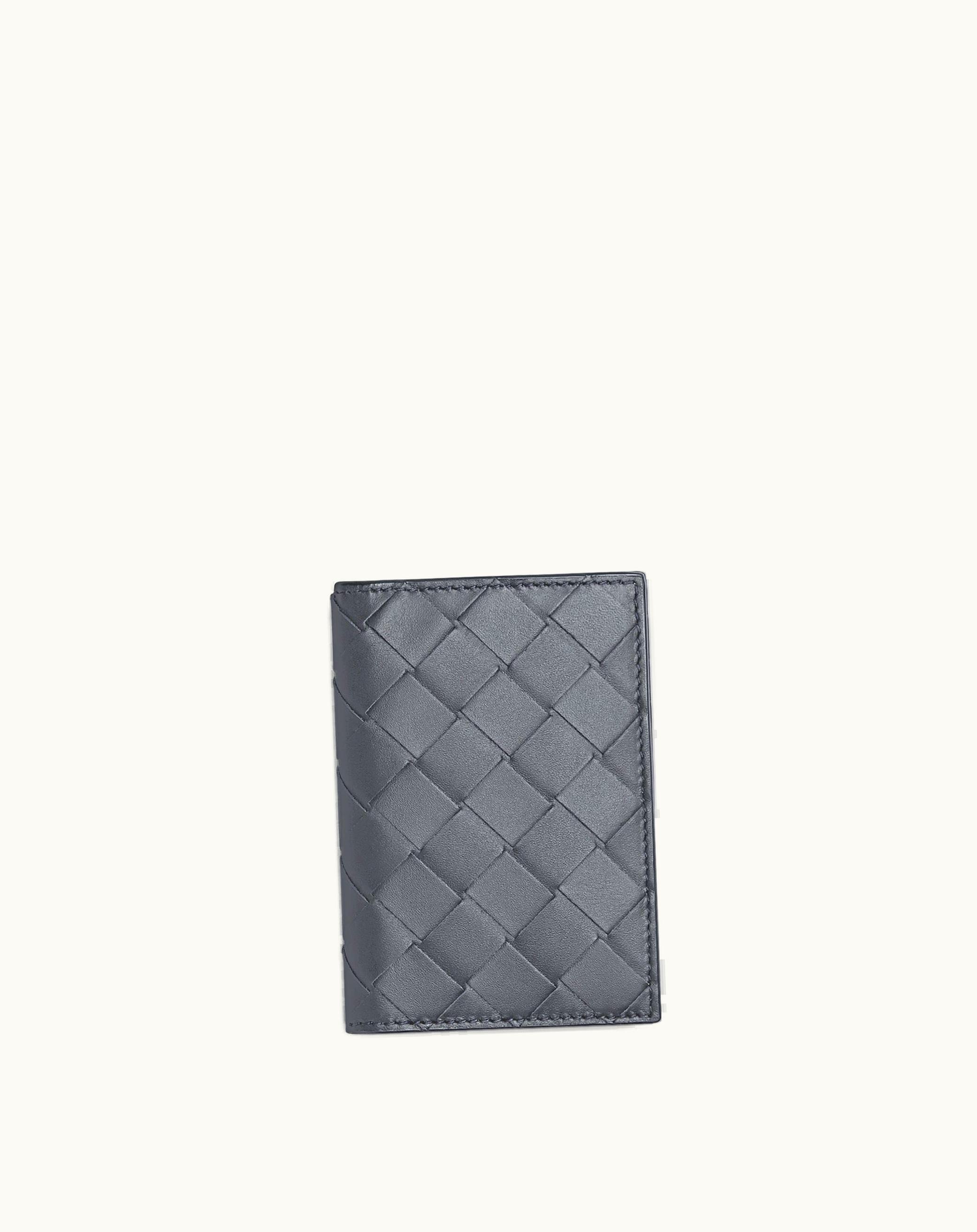 Bottega Veneta Bottega Veneta Men's Intrecciato Flap Card Case In Thunder / Pool