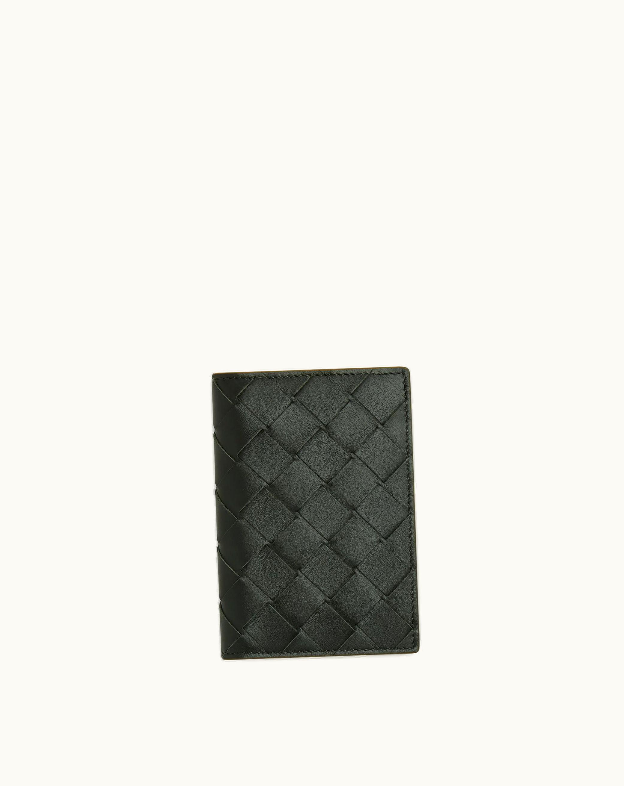 Bottega Veneta Bottega Veneta Men's Intrecciato Flap Card Case In Dark Green / Mud