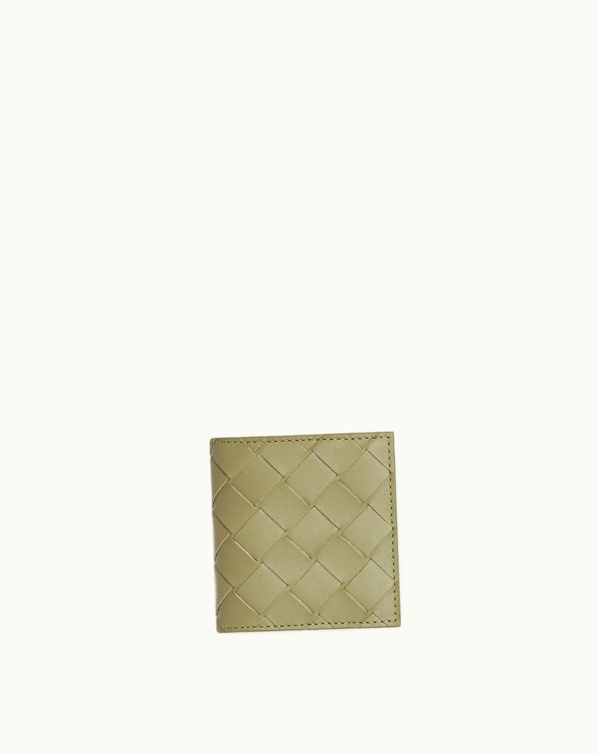 Bottega Veneta Bottega Veneta Men's Intrecciato Folded Coin Purse In Travertine / Parakeet