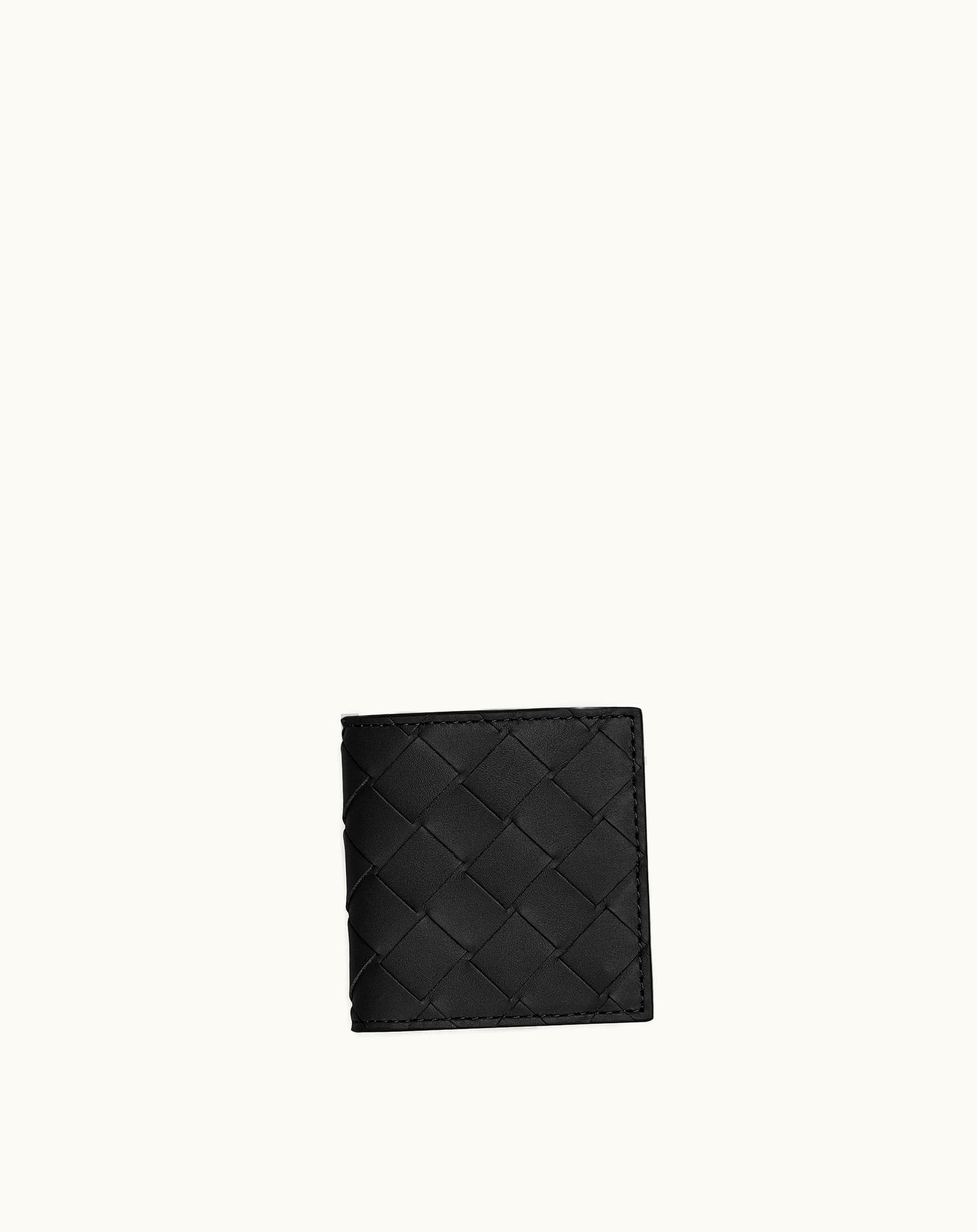 Bottega Veneta Bottega Veneta Men's Intrecciato Folded Coin Purse In Nero