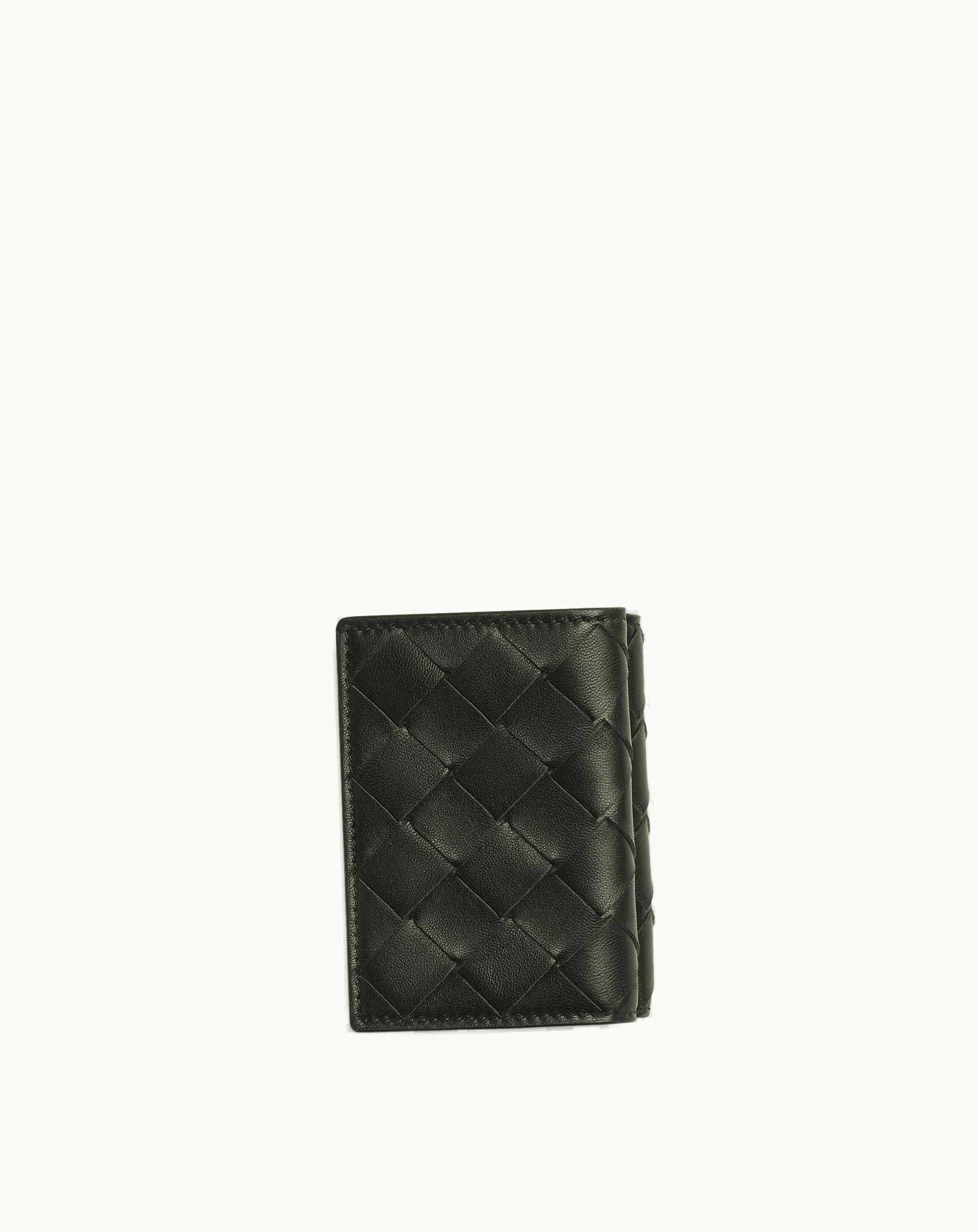 Bottega Veneta Bottega Veneta Men's Intrecciato Tiny Tri-Fold Wallet In Dark Green