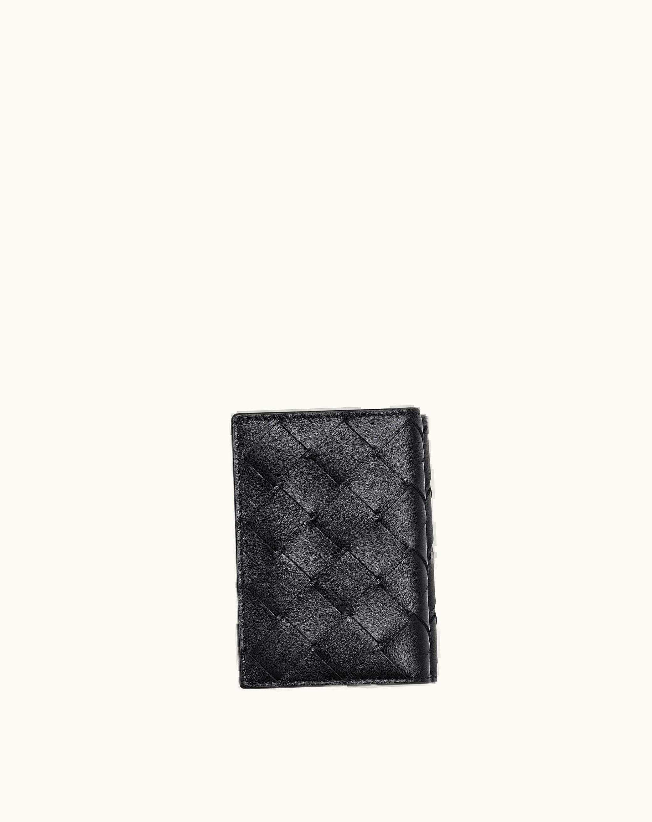 Bottega Veneta Bottega Veneta Men's Intrecciato Tiny Tri-Fold Wallet In Nero