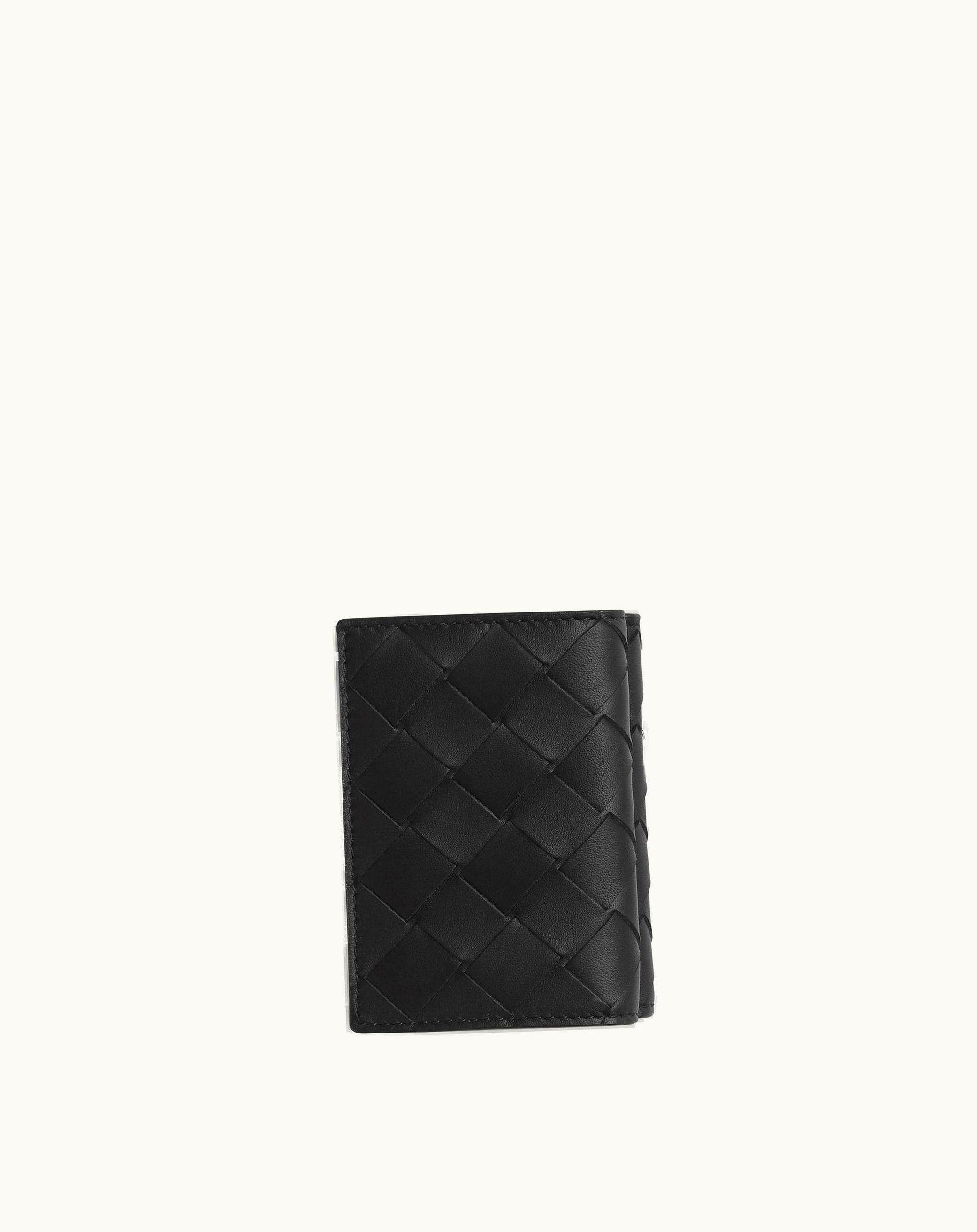 Bottega Veneta Bottega Veneta Men's Intrecciato Tiny Tri-Fold Wallet In Black / Redstone