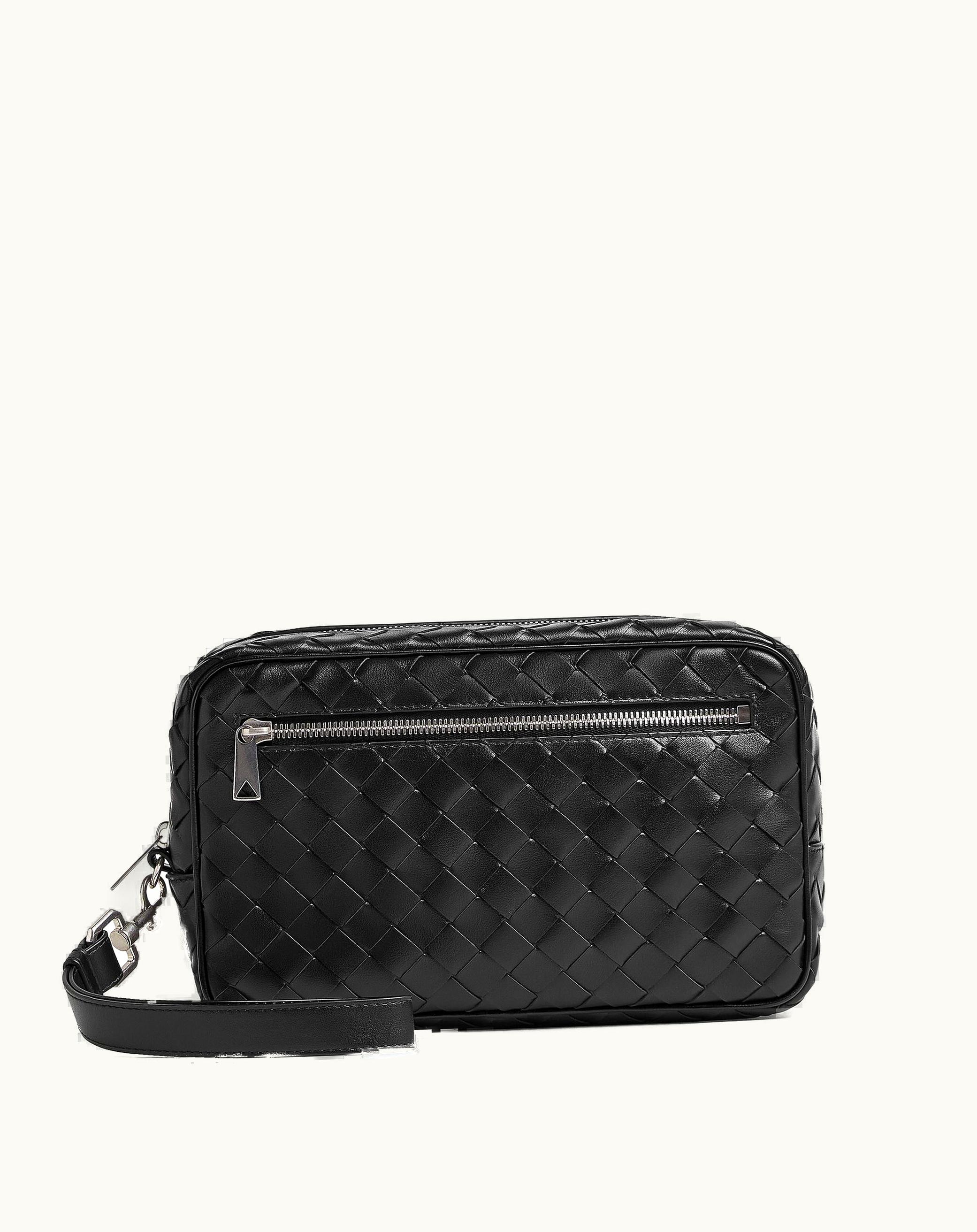 Bottega Veneta Bottega Veneta Men's Intrecciato Pouch With Wristlet In Black