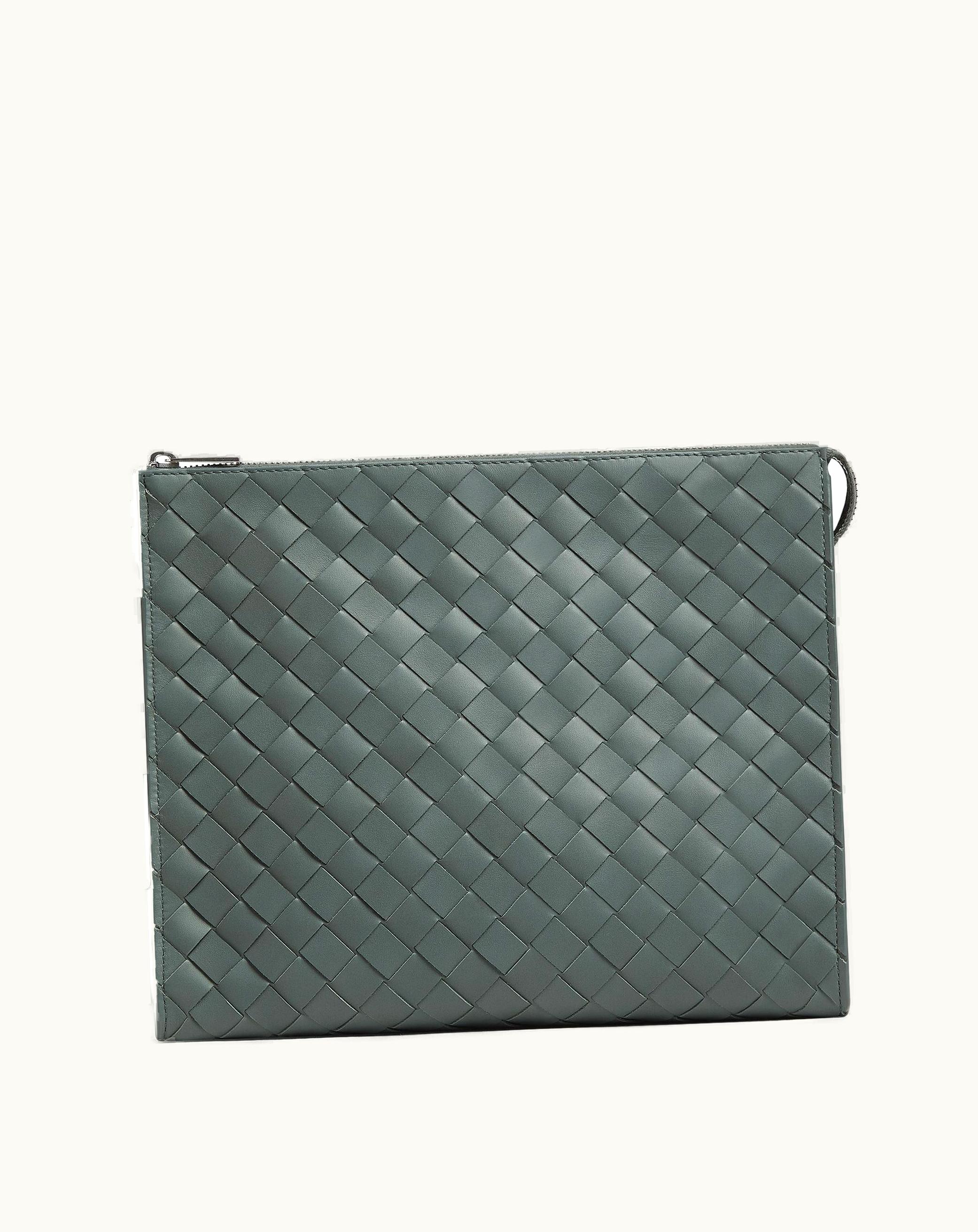 Bottega Veneta Bottega Veneta Men's Intrecciato Standing Pouch In Slate