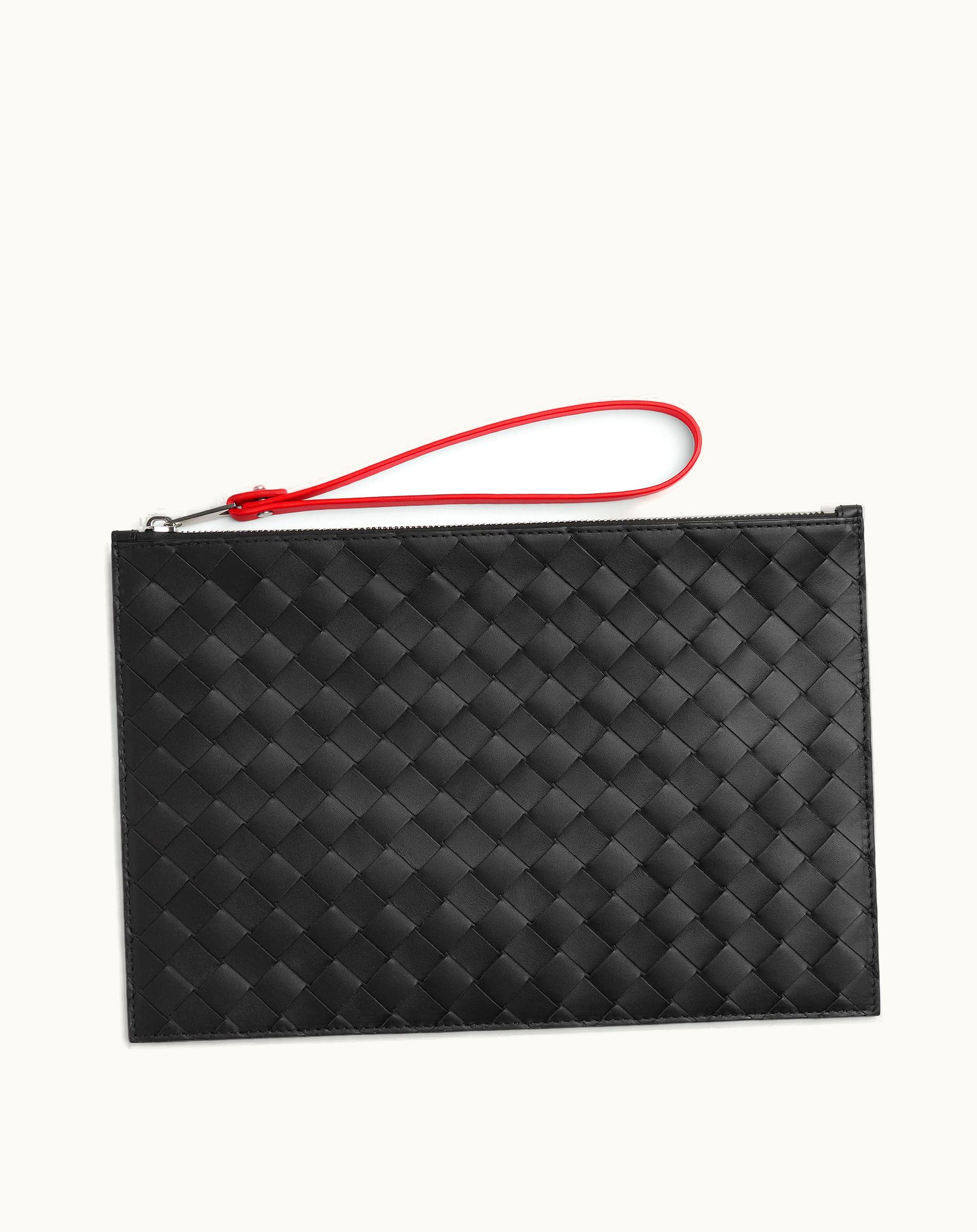 Bottega Veneta Bottega Veneta Men's Medium Intrecciato Pouch In Black / Redstone