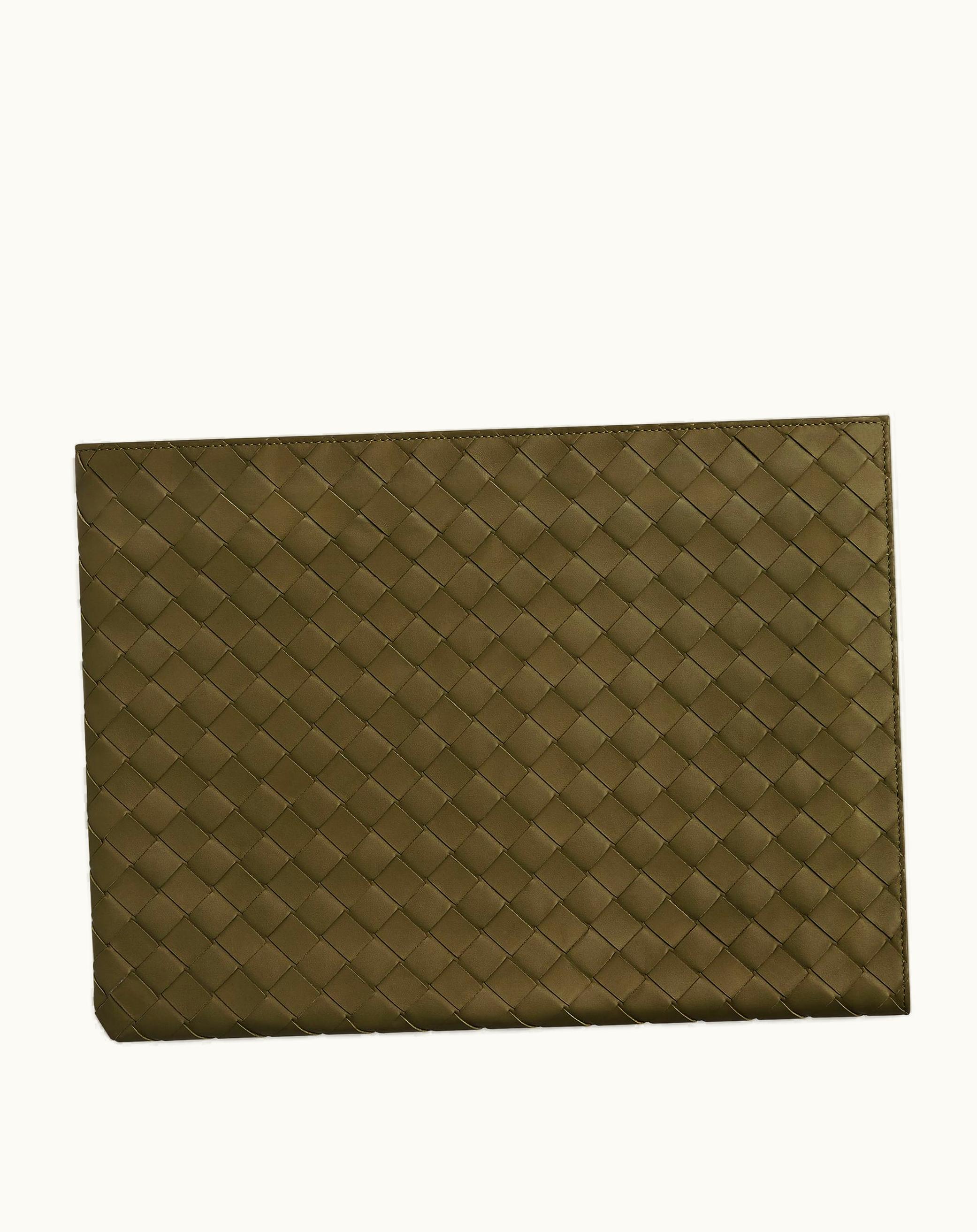 Bottega Veneta Bottega Veneta Men's Intrecciato Half Zip Pouch In Mud