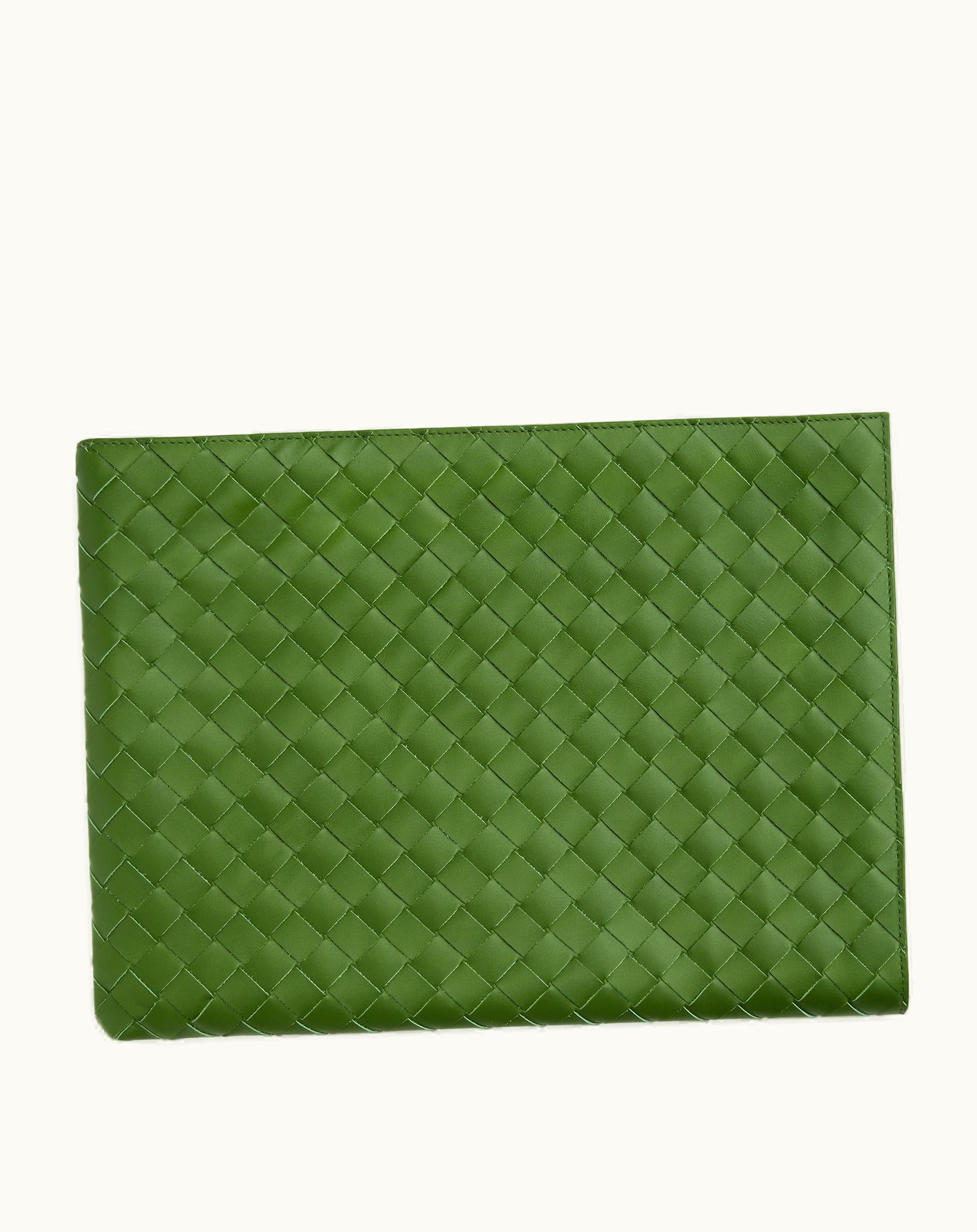 Bottega Veneta Bottega Veneta Men's Intrecciato Half Zip Pouch In Avocado