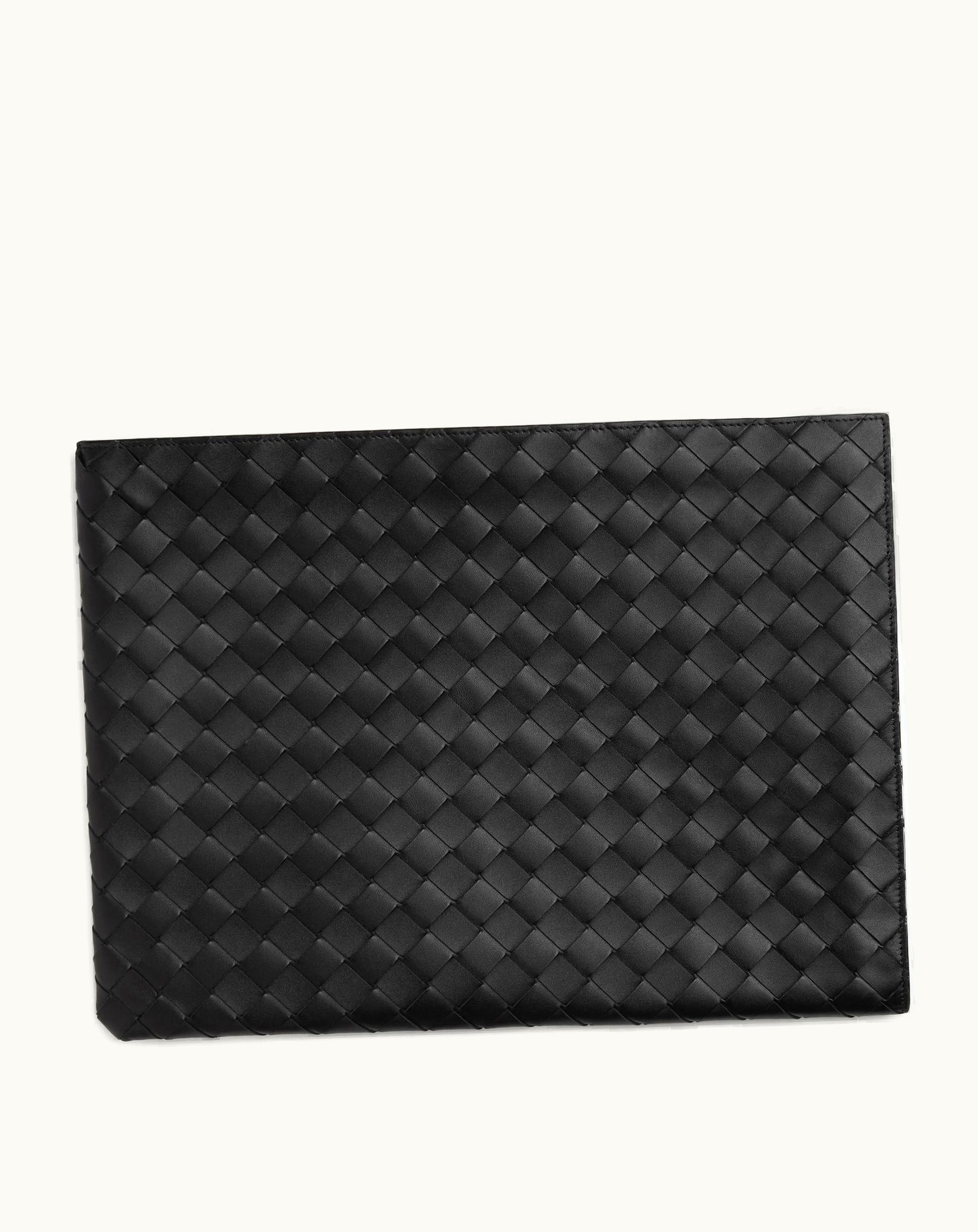 Bottega Veneta Bottega Veneta Men's Intrecciato Half Zip Pouch In Black / Redstone
