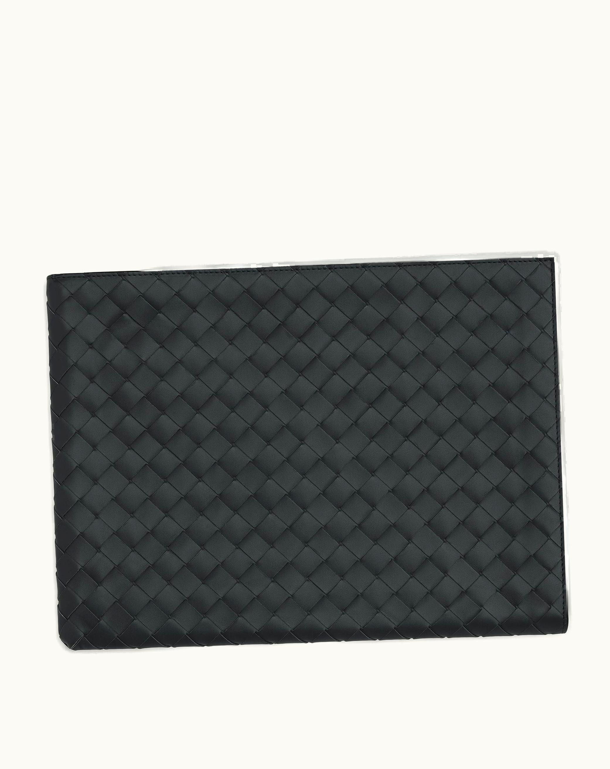Bottega Veneta Bottega Veneta Men's Intrecciato Half Zip Pouch In Ardoise / Deep Pacific