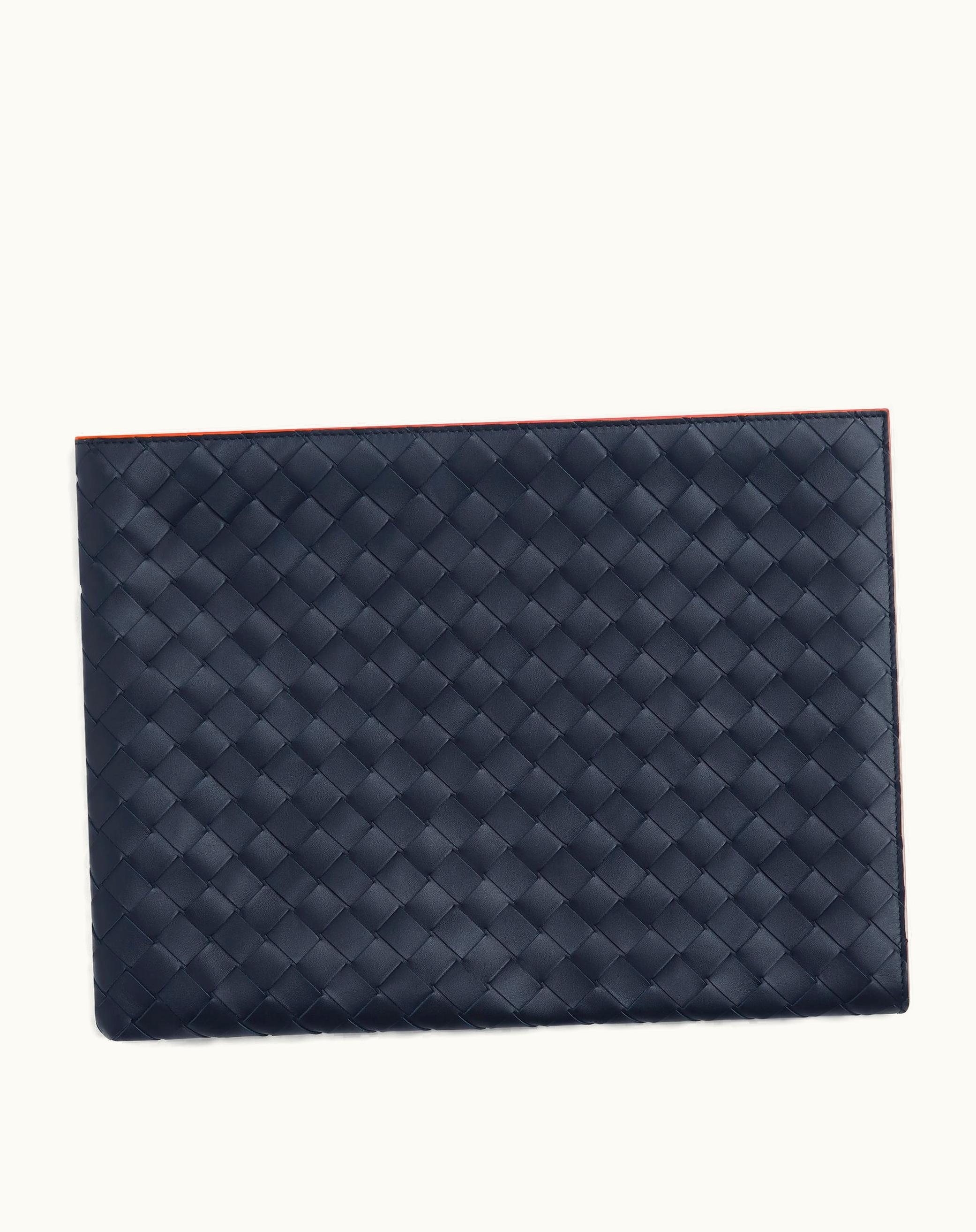Bottega Veneta Bottega Veneta Men's Intrecciato Half Zip Pouch In Space / Papaya