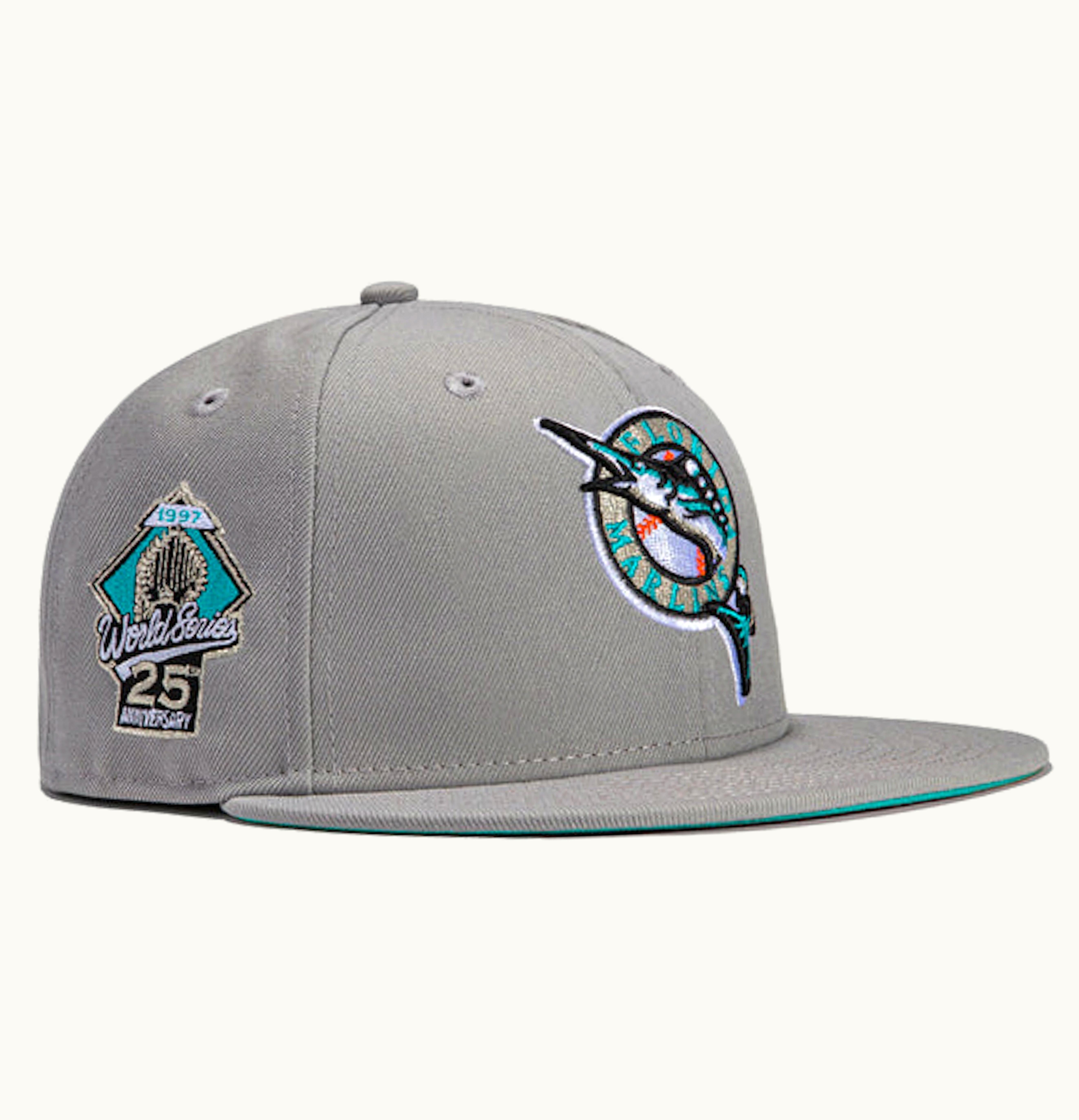 New Era New Era x Hat Club Exclusive Grey OTC Miami Marlins 25th Anniversary Champions Patch 59Fifty Fitted Hat Grey