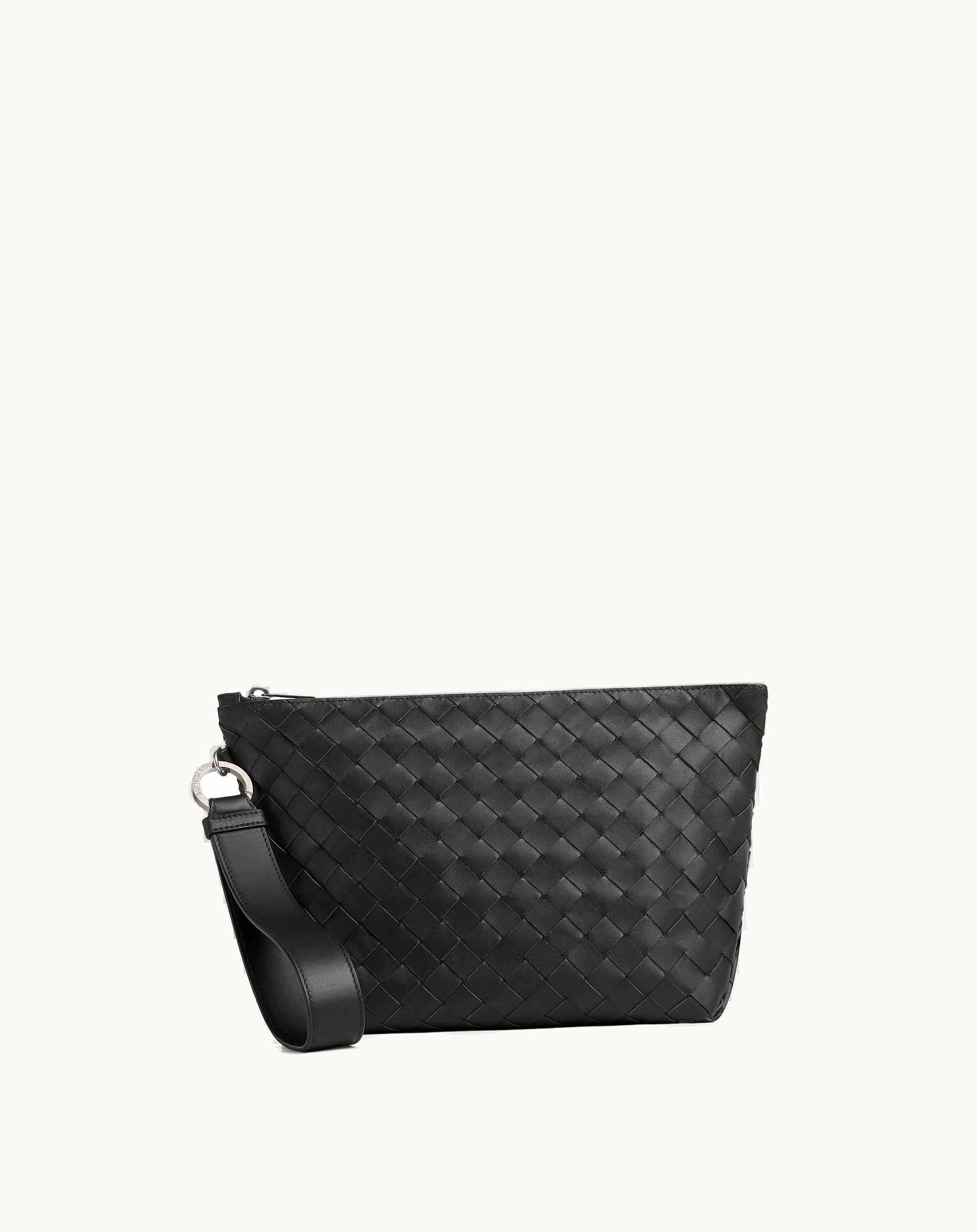 Bottega Veneta Bottega Veneta Men's Intrecciato Pouch With Wristlet In Black Black
