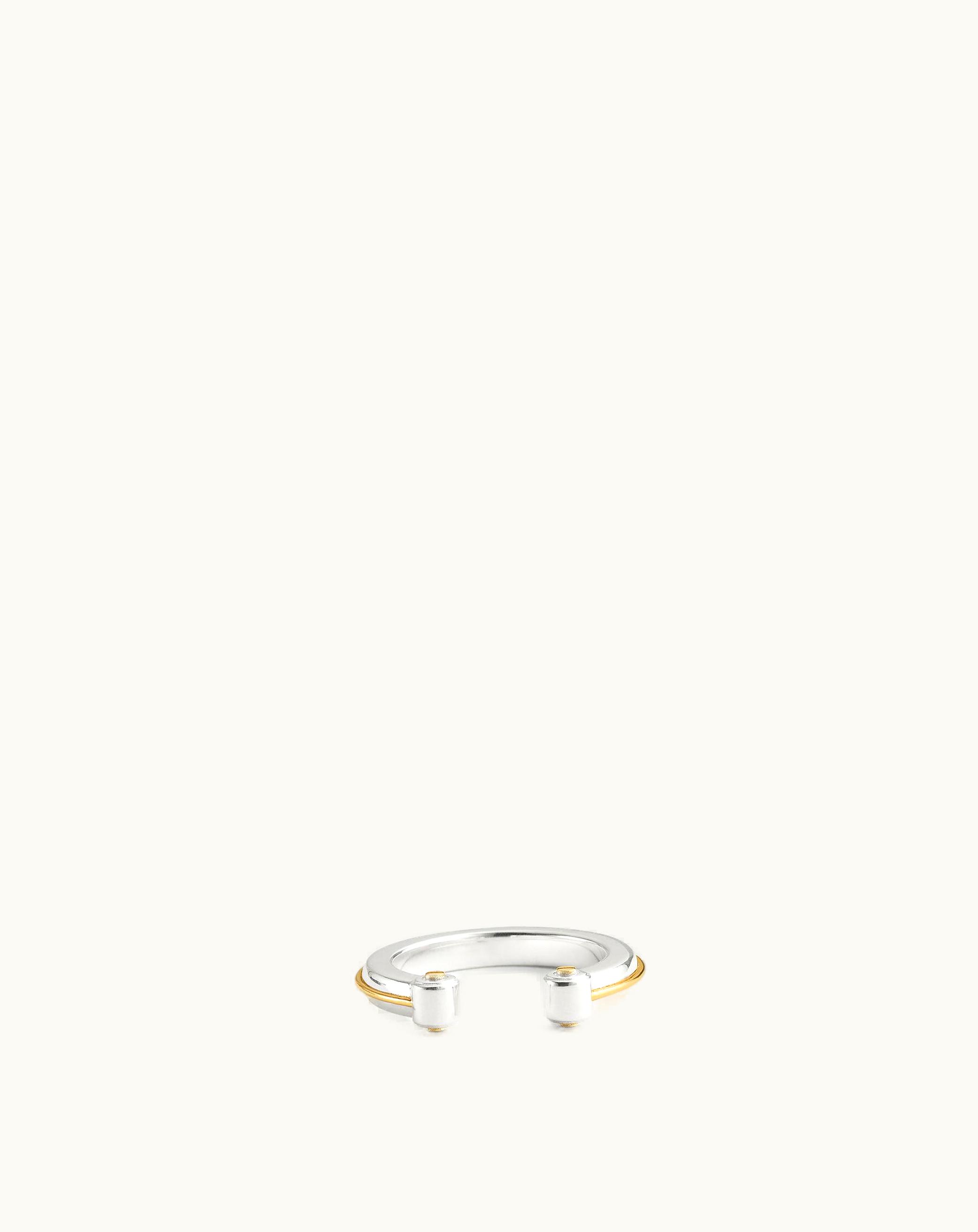 Bottega Veneta Bottega Veneta Men's Bolt Ring In Silver / Yellow Gold