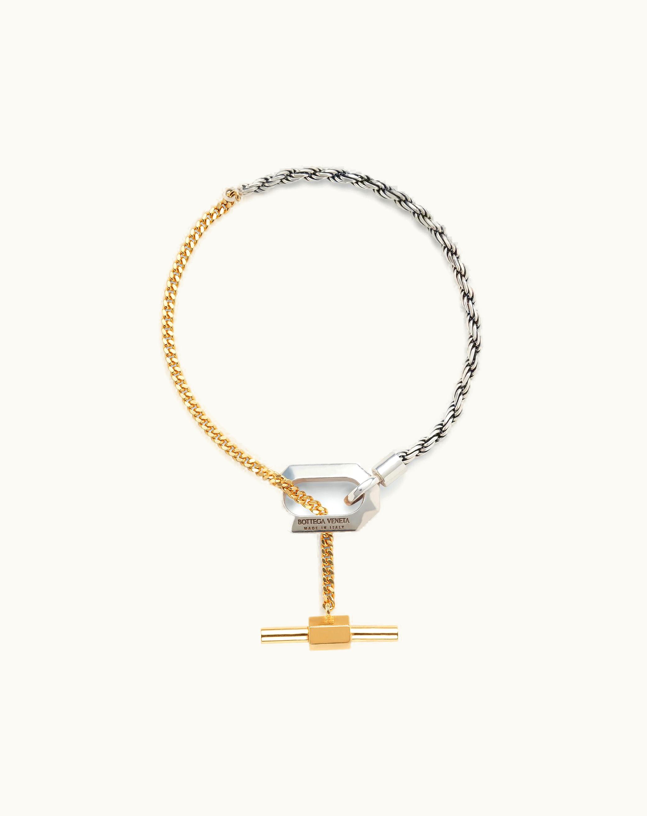 Bottega Veneta Bottega Veneta Men's Facet Chain Bracelet In Silver / Yellow Gold