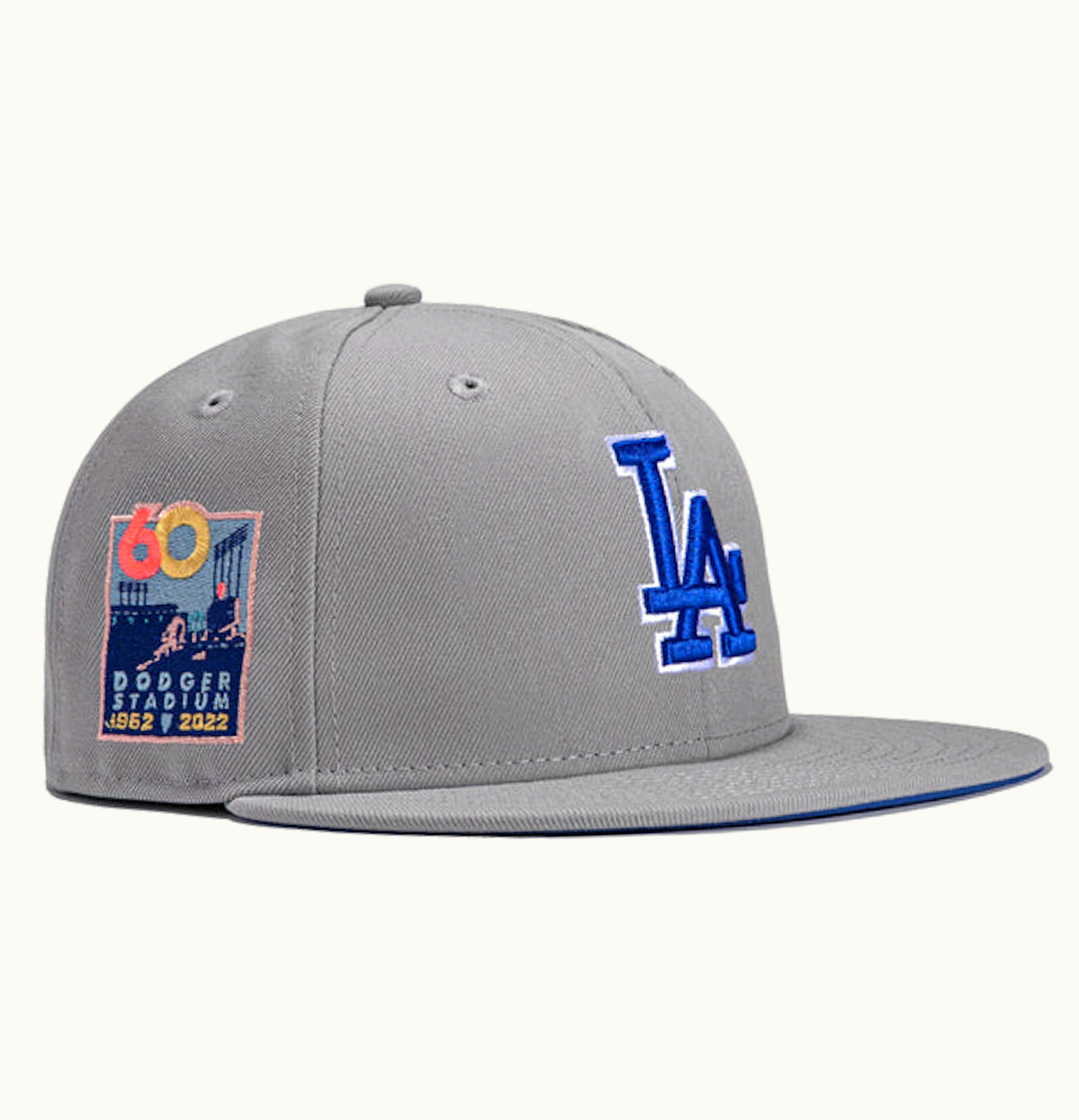 New Era New Era x Hat Club Exclusive Grey OTC Los Angeles Dodgers 60th Anniversary Patch 59Fifty Fitted Hat Grey