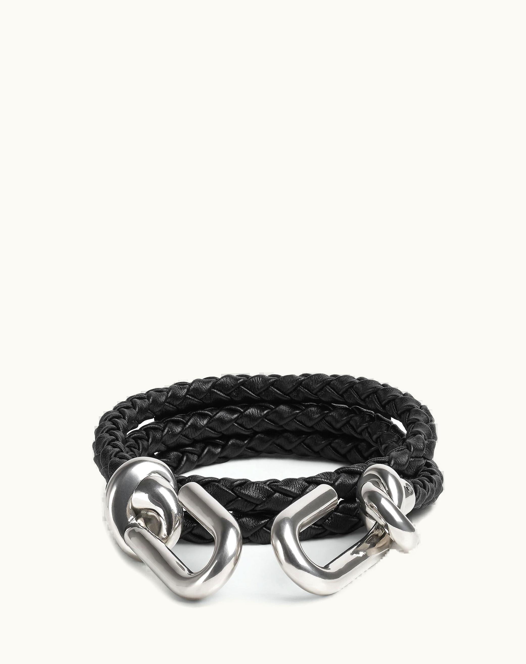 Bottega Veneta Bottega Veneta Men's Intreccio Knot Belt In Black