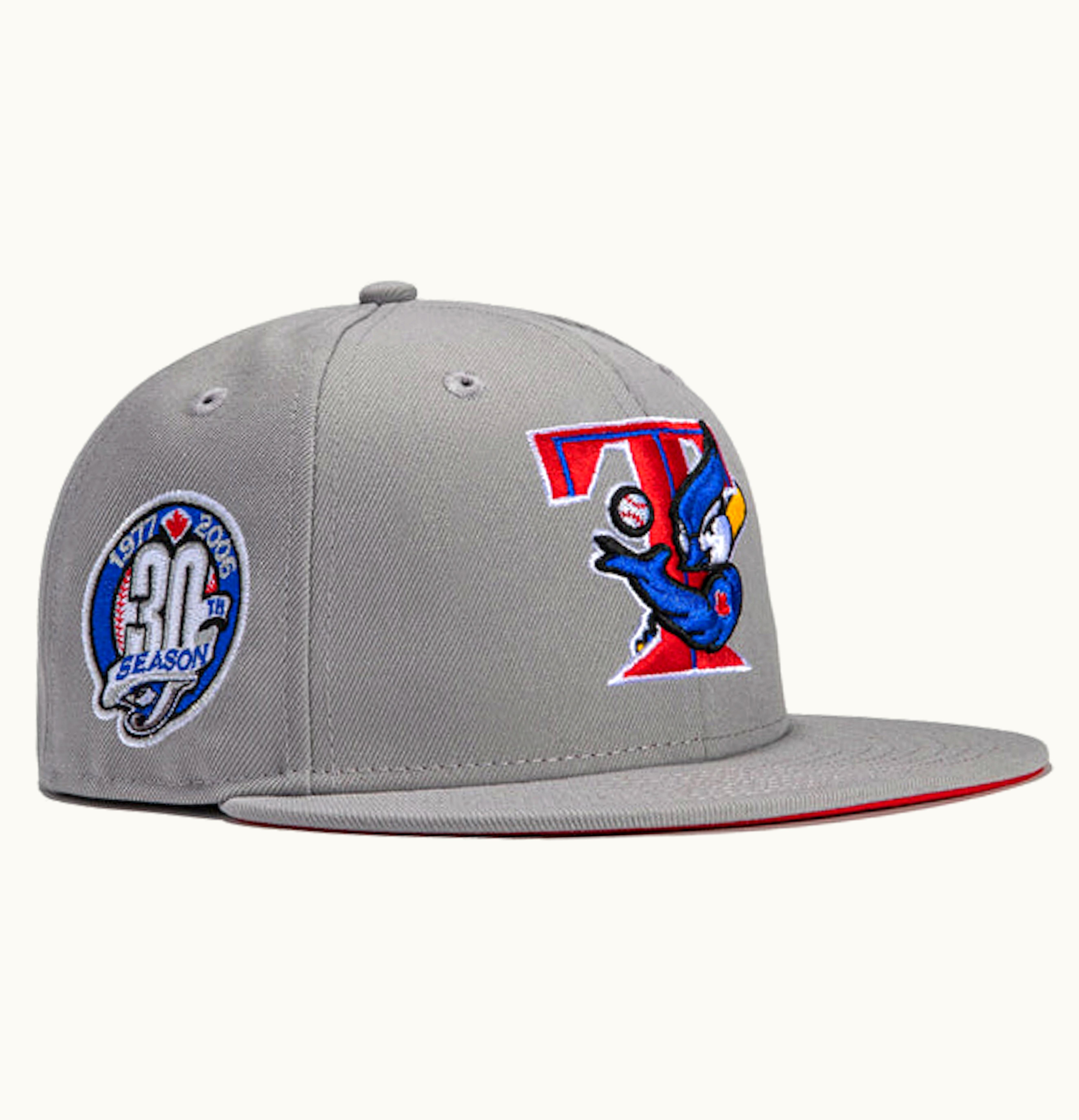 New Era New Era x Hat Club Exclusive Grey OTC Toronto Blue Jays 30th Anniversary Patch 59Fifty Fitted Hat Grey