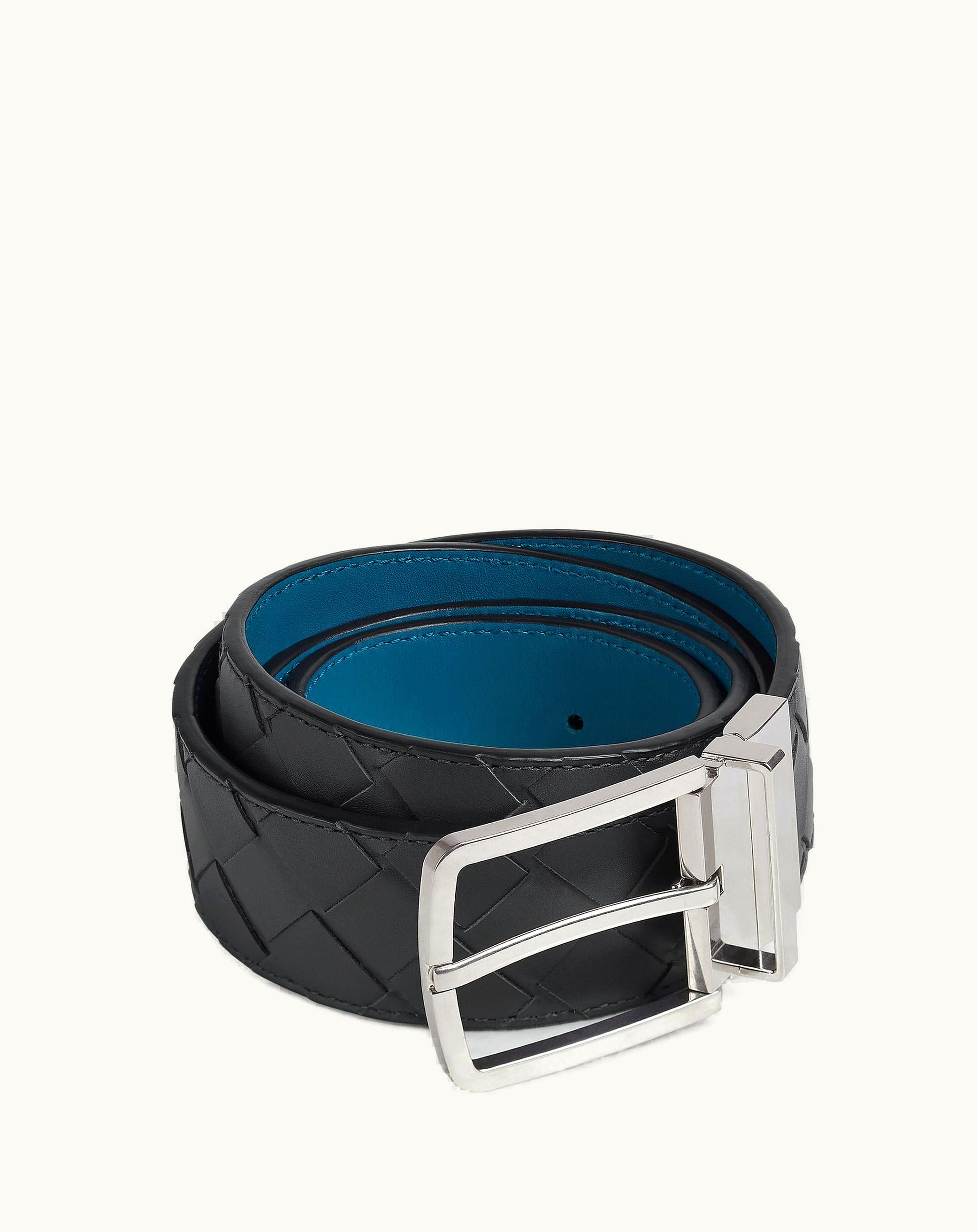 Bottega Veneta Bottega Veneta Men's Intrecciato Reversible Belt In Ardoise / Deep Pacific