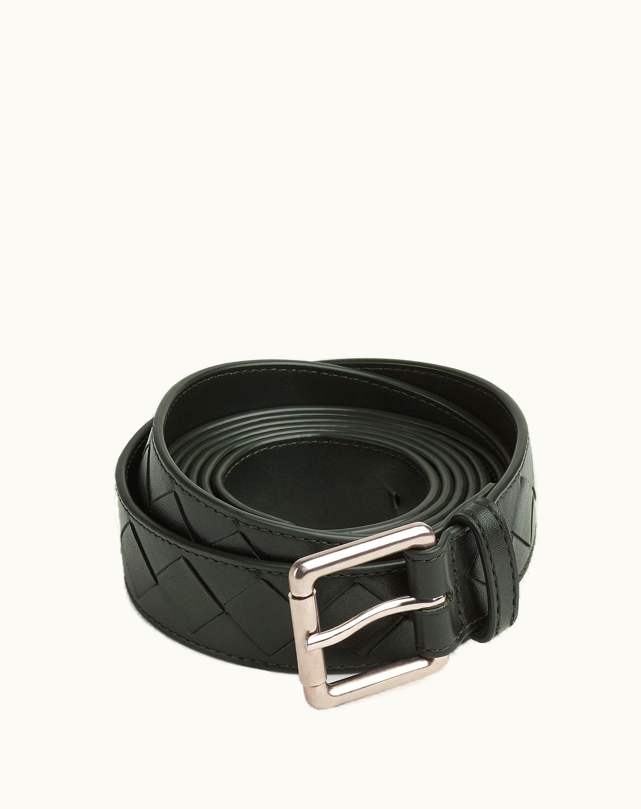 Bottega Veneta Bottega Veneta Men's Extra Long Intrecciato Belt In Dark Green