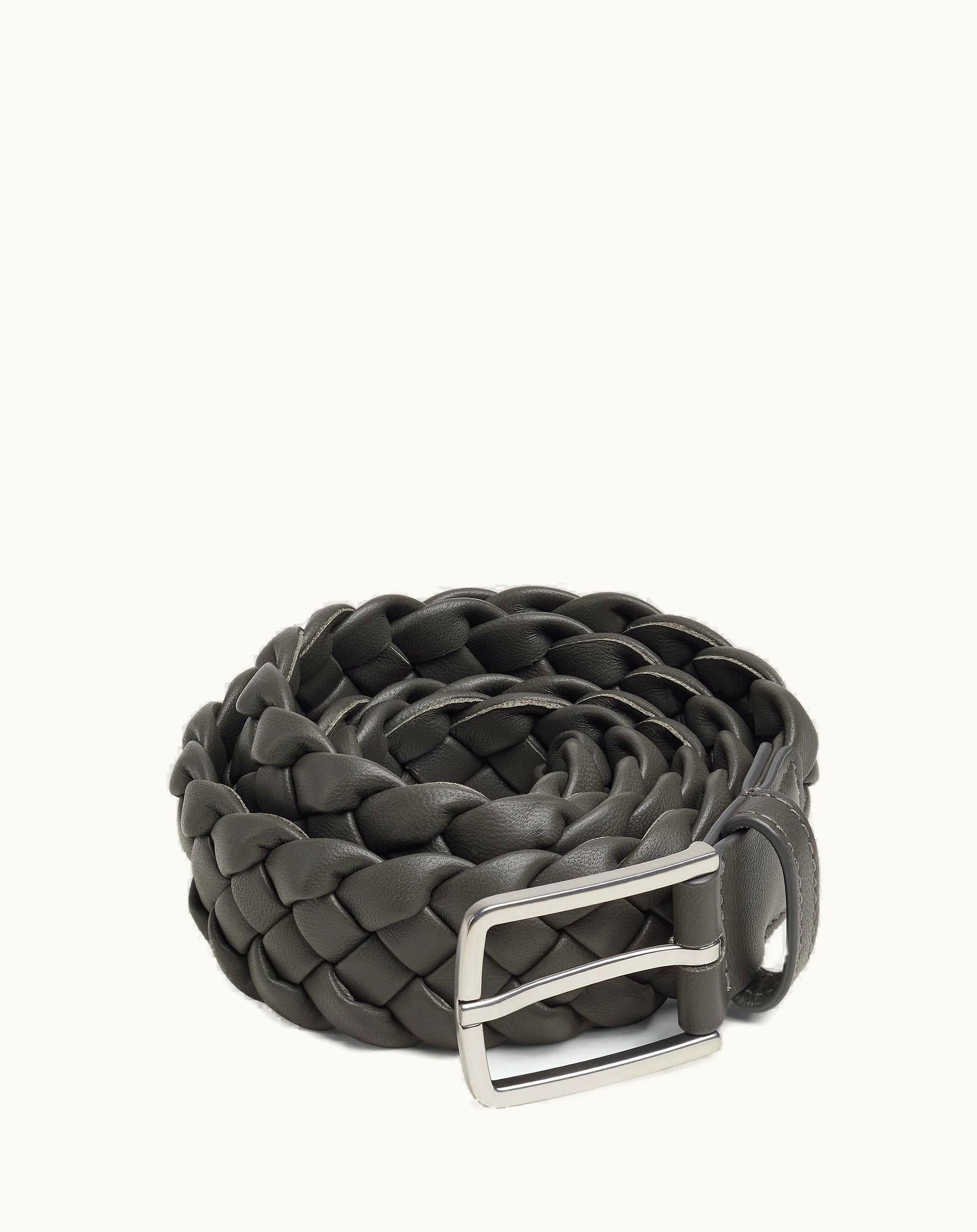 Bottega Veneta Bottega Veneta Men's Padded Intreccio Belt In Light Graphite