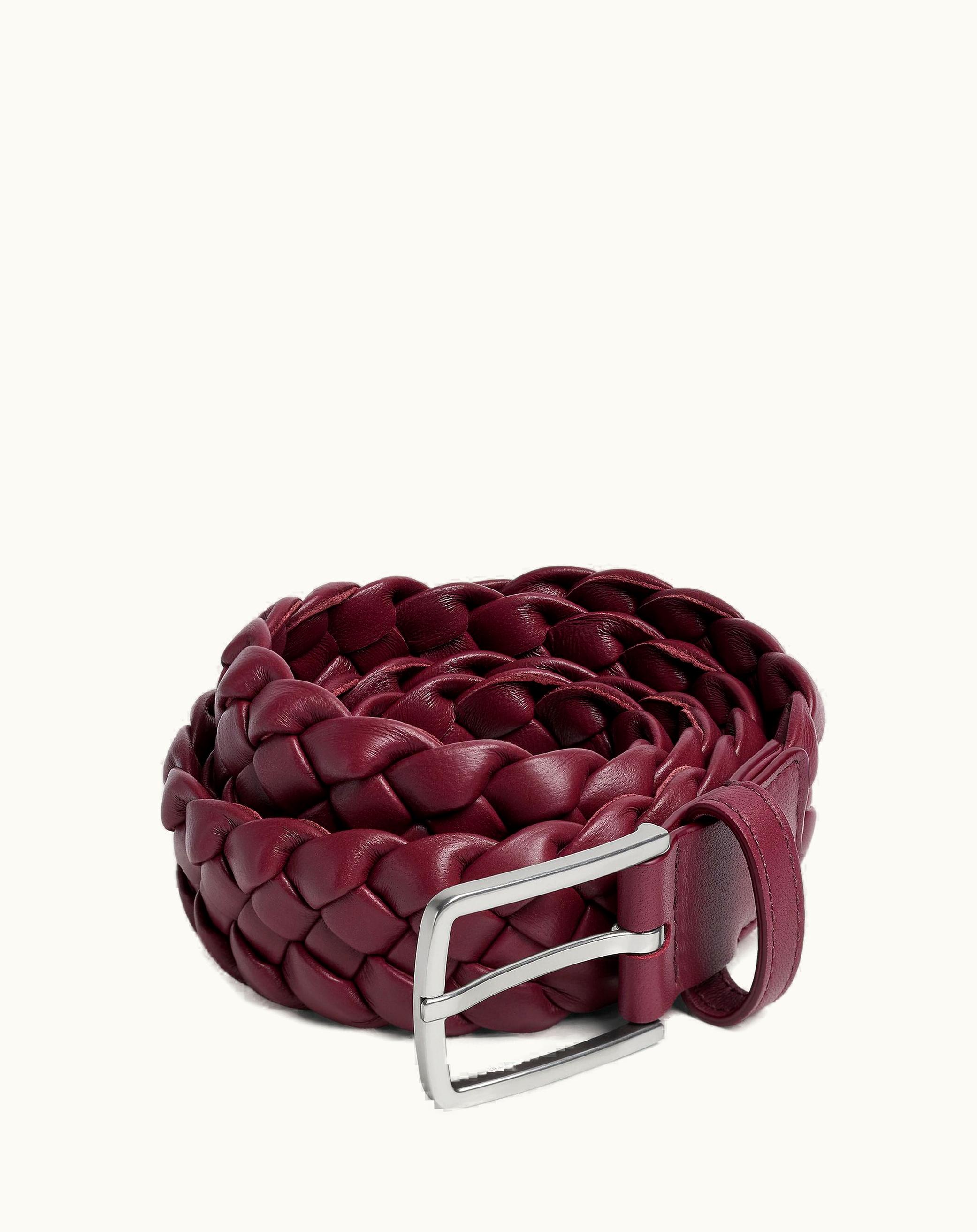 Bottega Veneta Bottega Veneta Men's Padded Intreccio Belt In Barolo