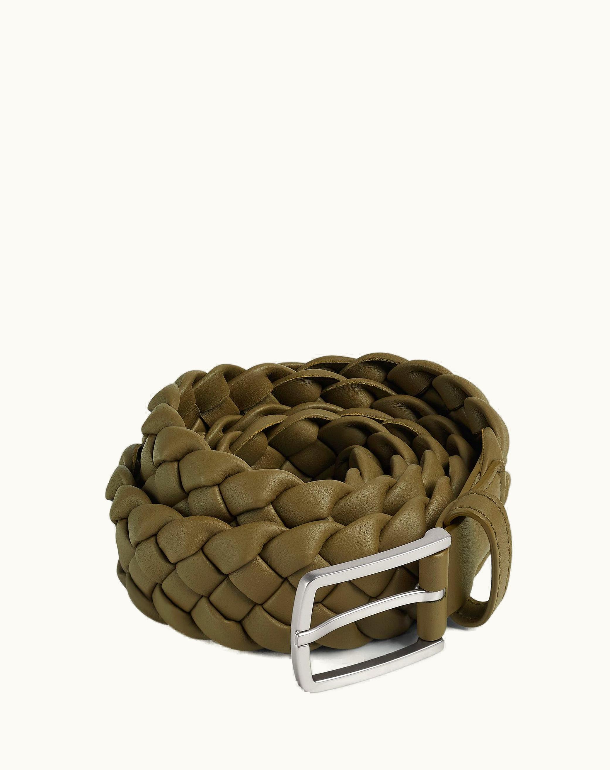Bottega Veneta Bottega Veneta Men's Padded Intreccio Belt In Mud