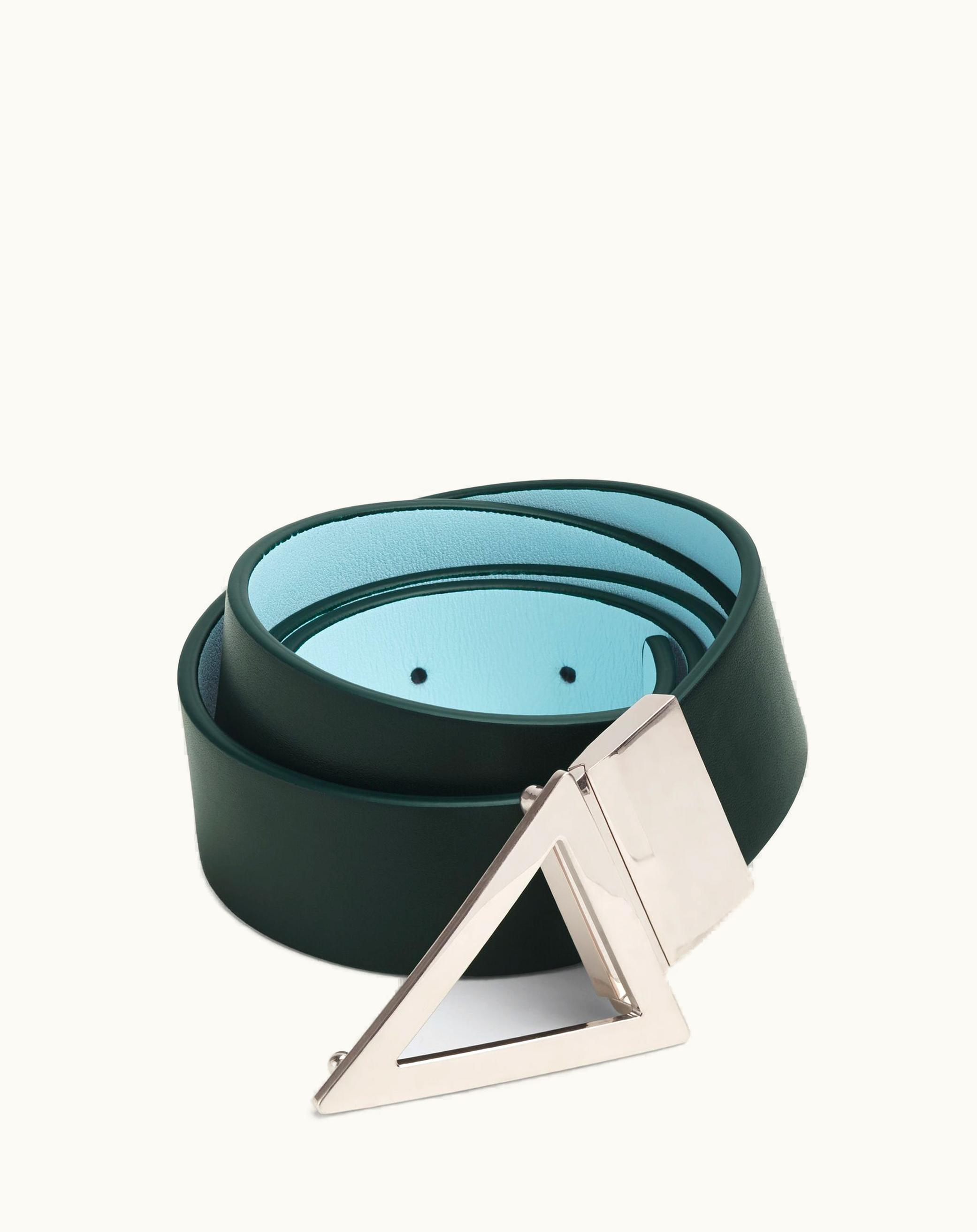 Bottega Veneta Bottega Veneta Men's Triangle Belt In Inkwell / Pale Blue