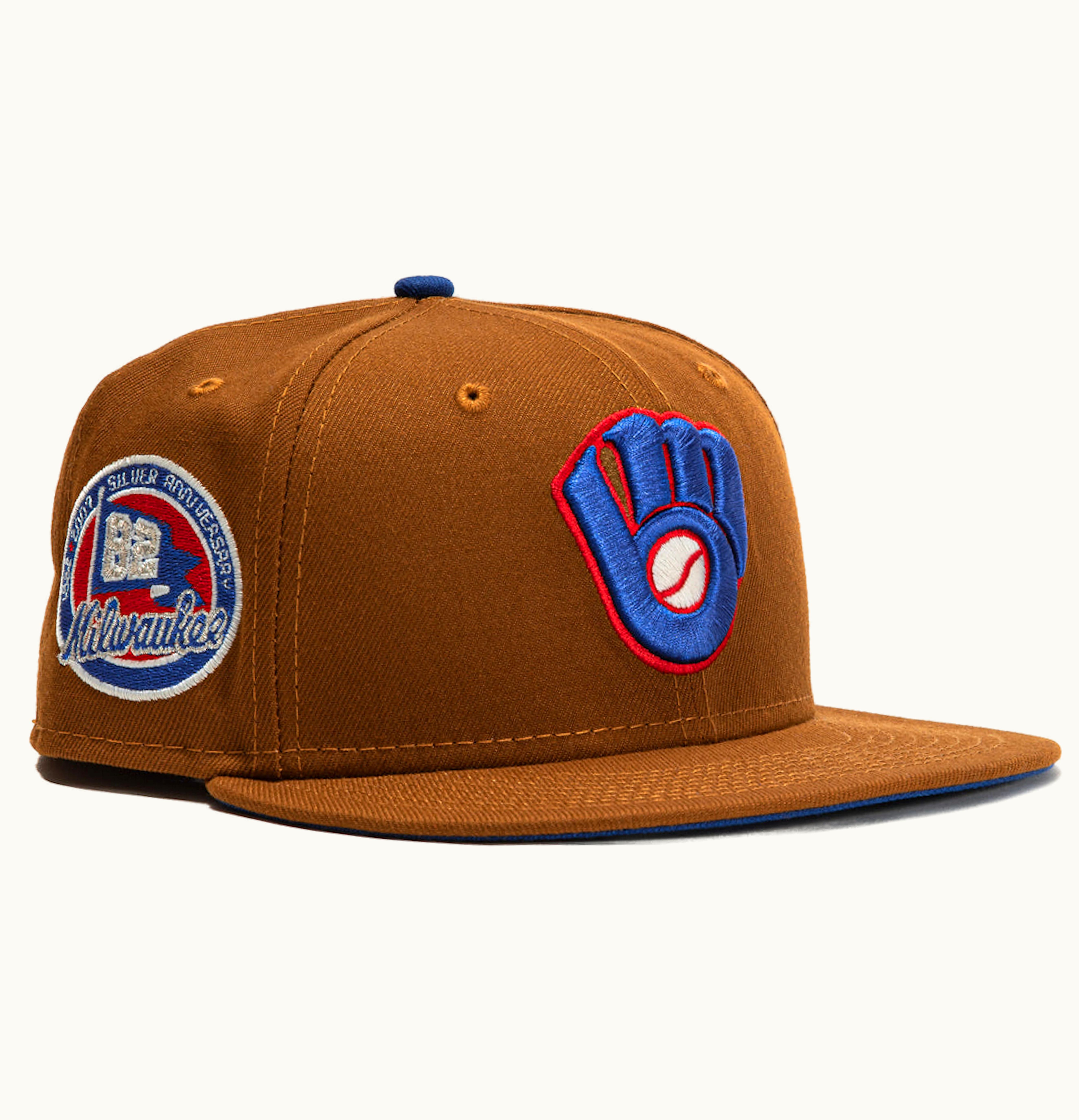 New Era New Era Milwaukee Brewers Ballpark Snacks Silver Anniversary Patch Hat Club Exclusive 59Fifty Hat Khaki