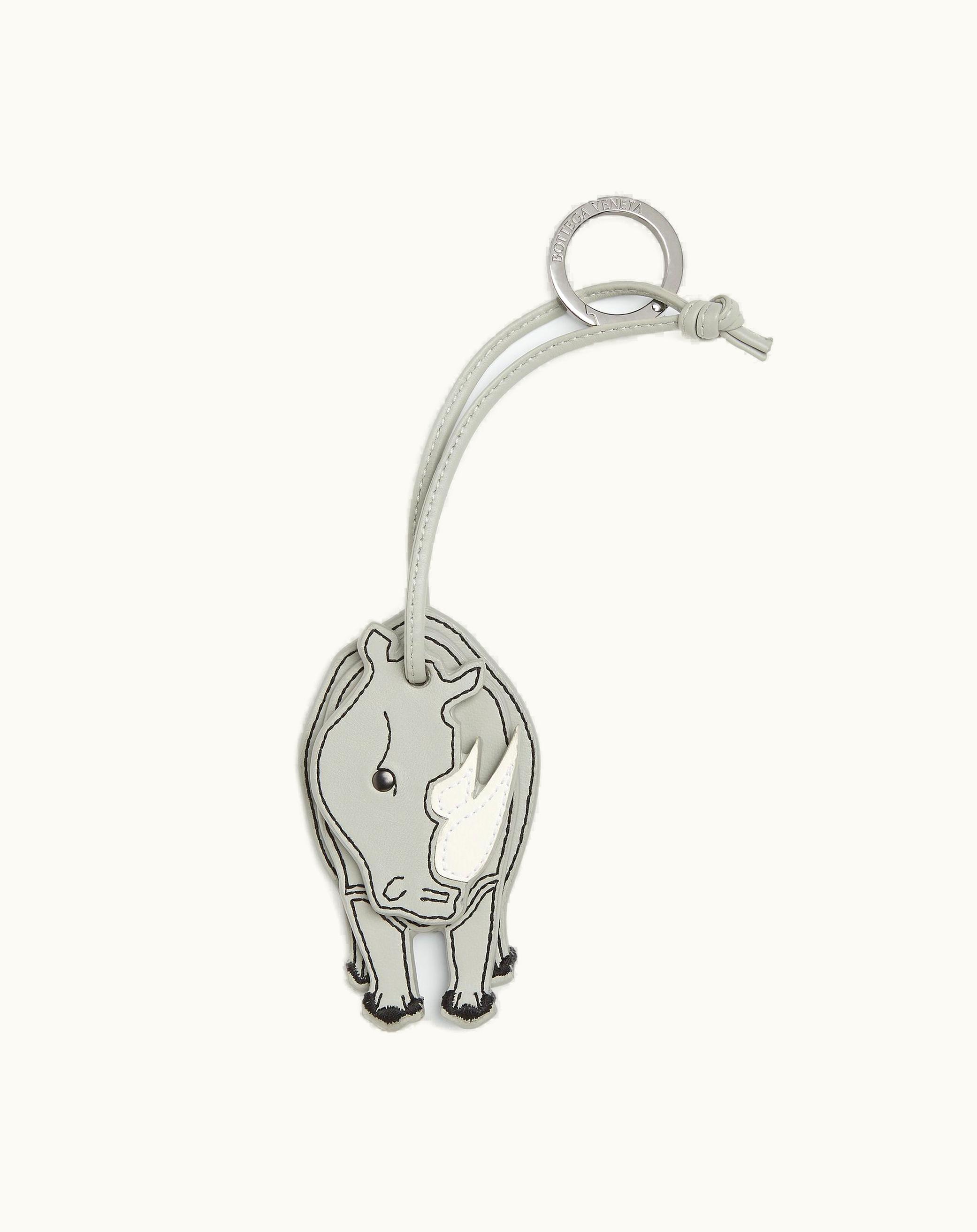 Bottega Veneta Bottega Veneta Men's Animal Key Ring In White / Agate Grey