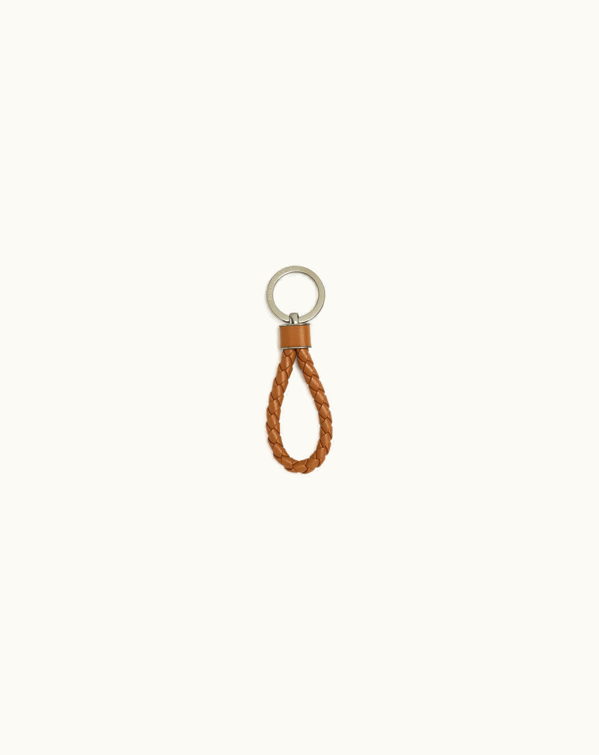 Bottega Veneta Bottega Veneta Men's Intreccio Key Ring In Wood