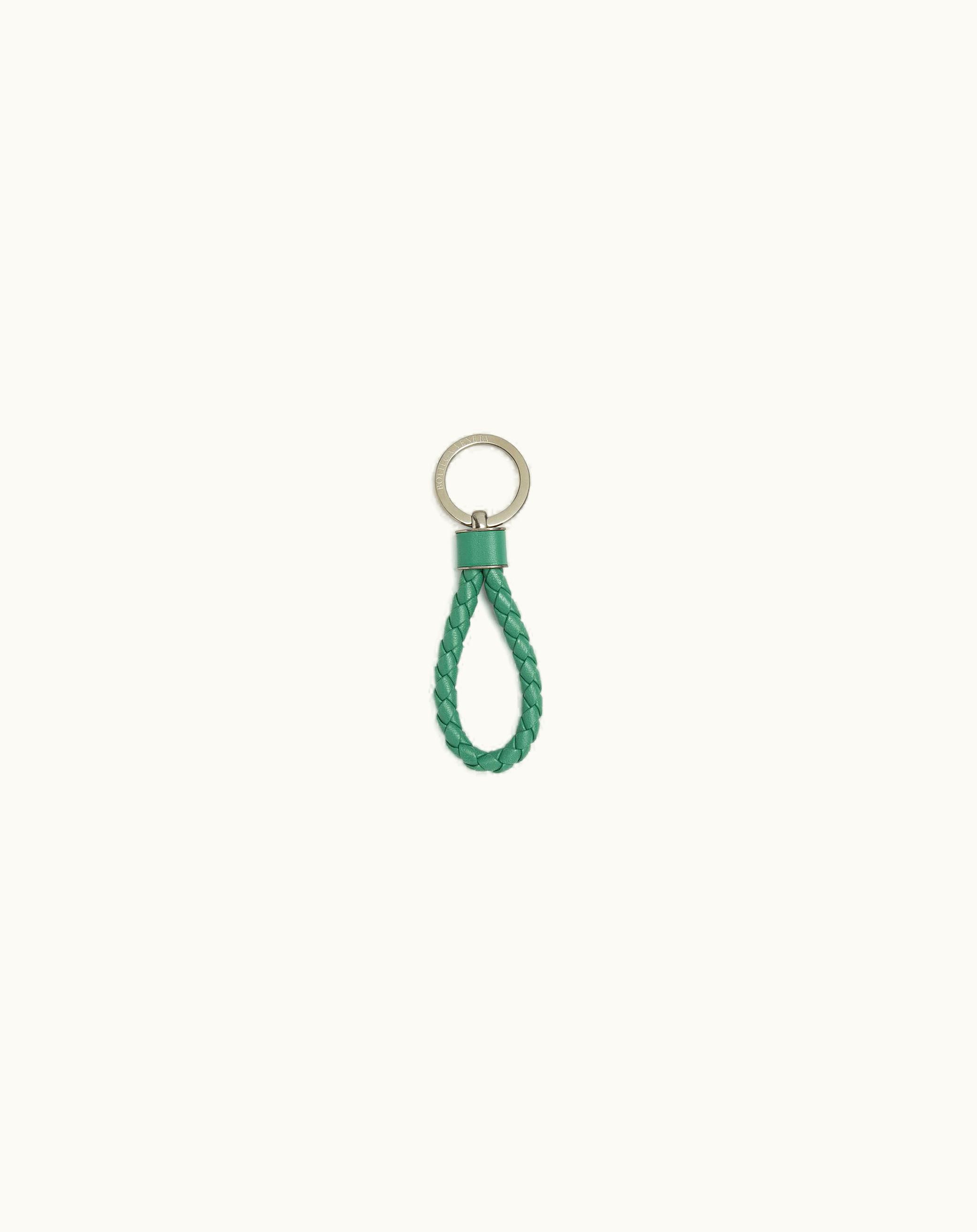 Bottega Veneta Bottega Veneta Men's Intreccio Key Ring In Mermaid