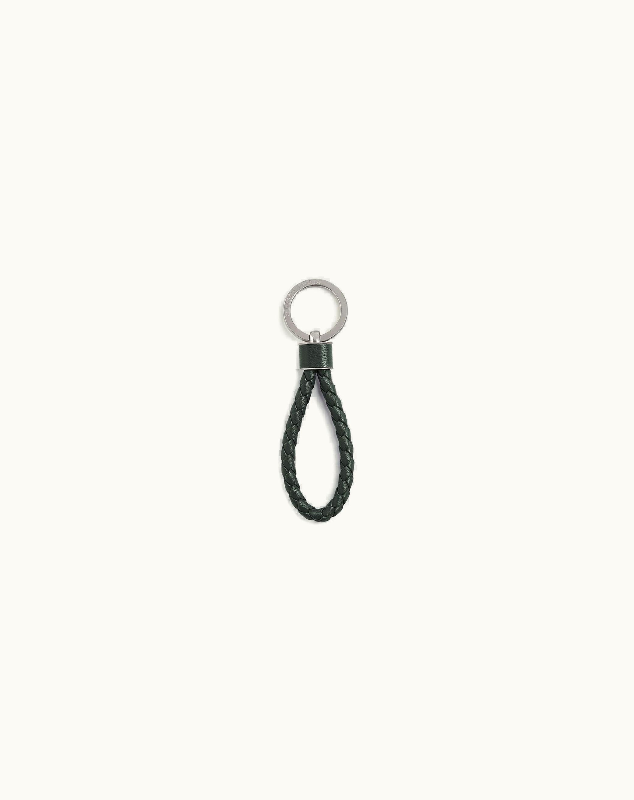 Bottega Veneta Bottega Veneta Men's Intreccio Key Ring In Dark Green