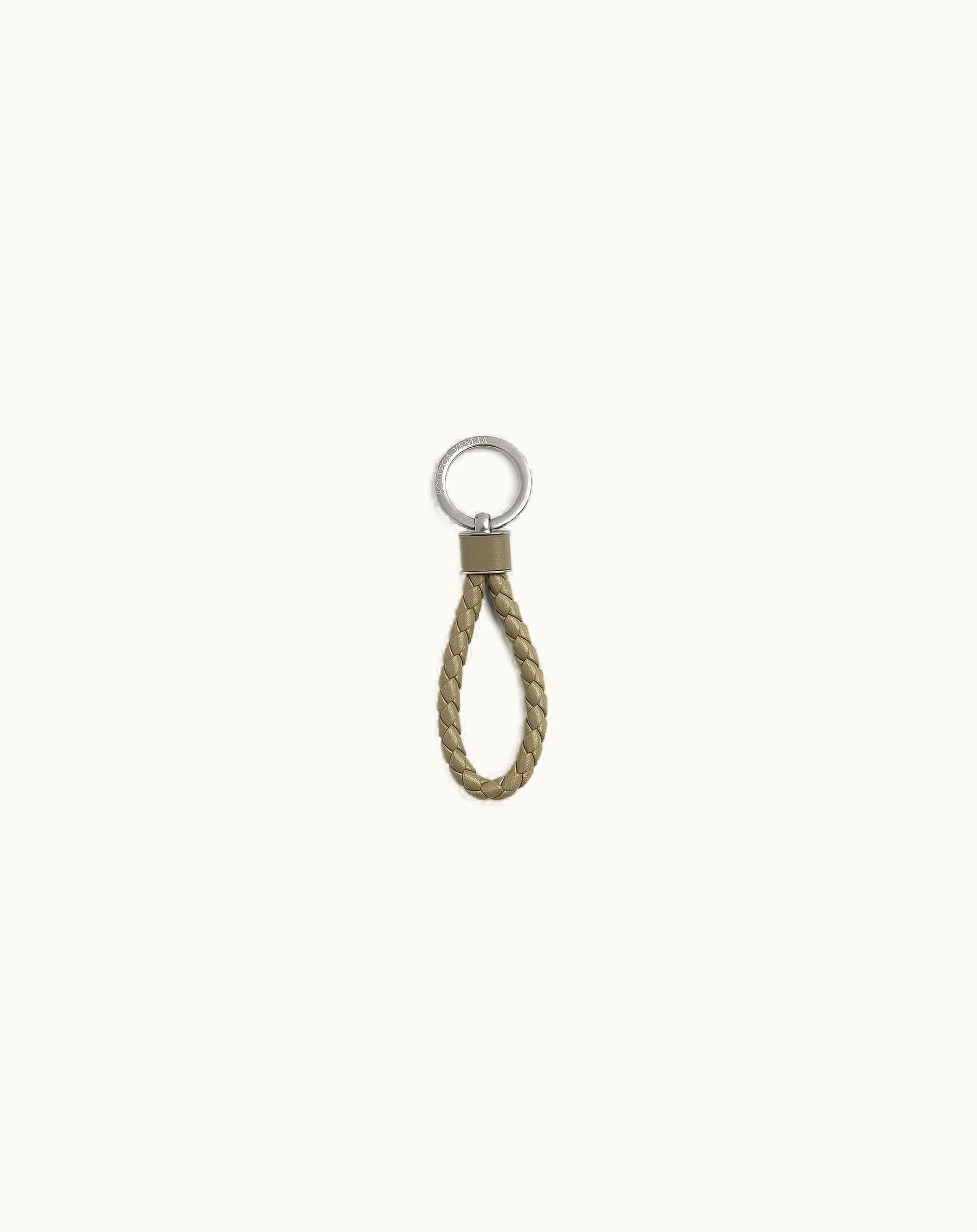 Bottega Veneta Bottega Veneta Men's Intreccio Key Ring In Taupe